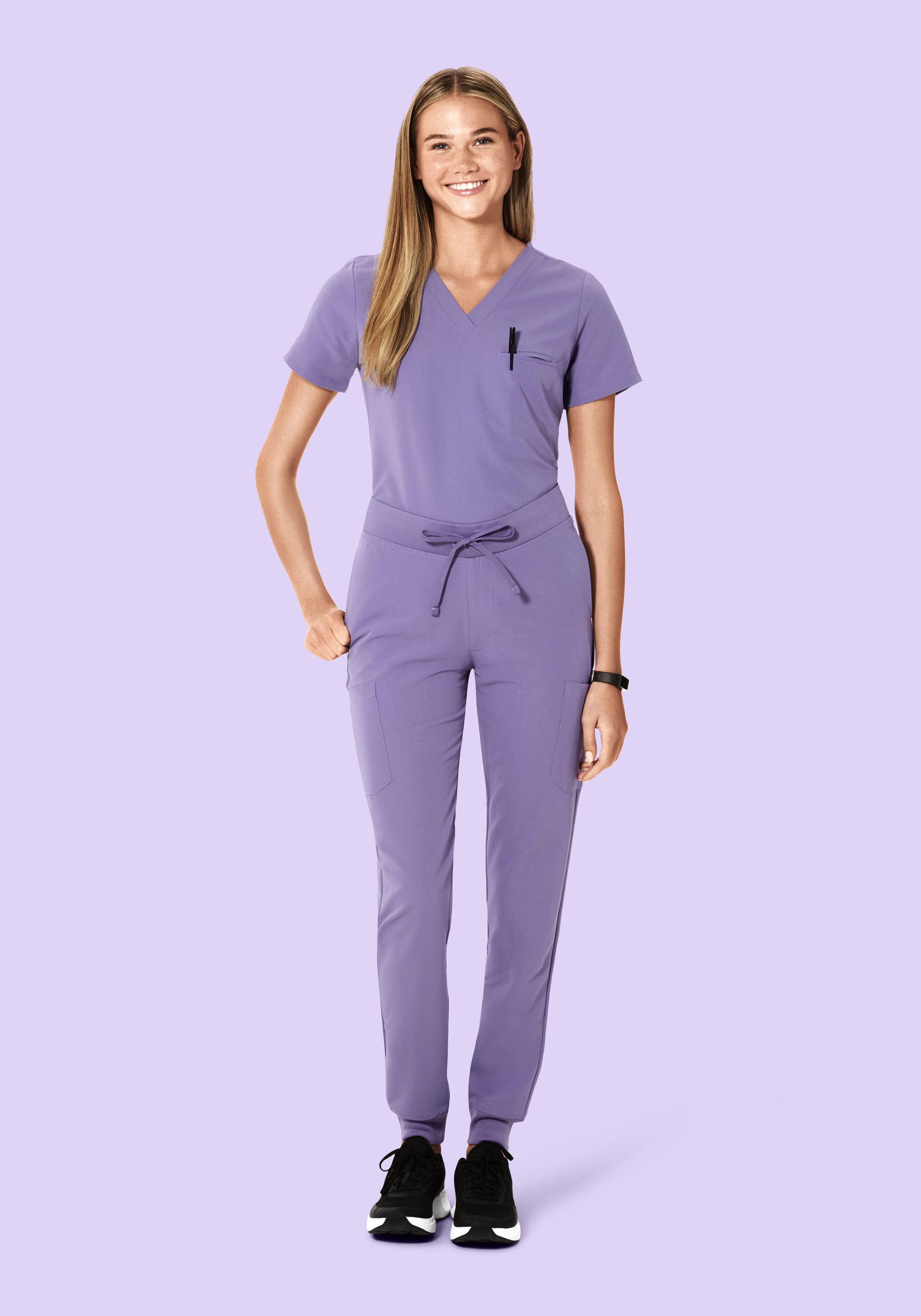ローズパープル＃１１* Women's V-Neck 1-Pocket Scrub Top - Hyacinth | Mandala Scrubs
