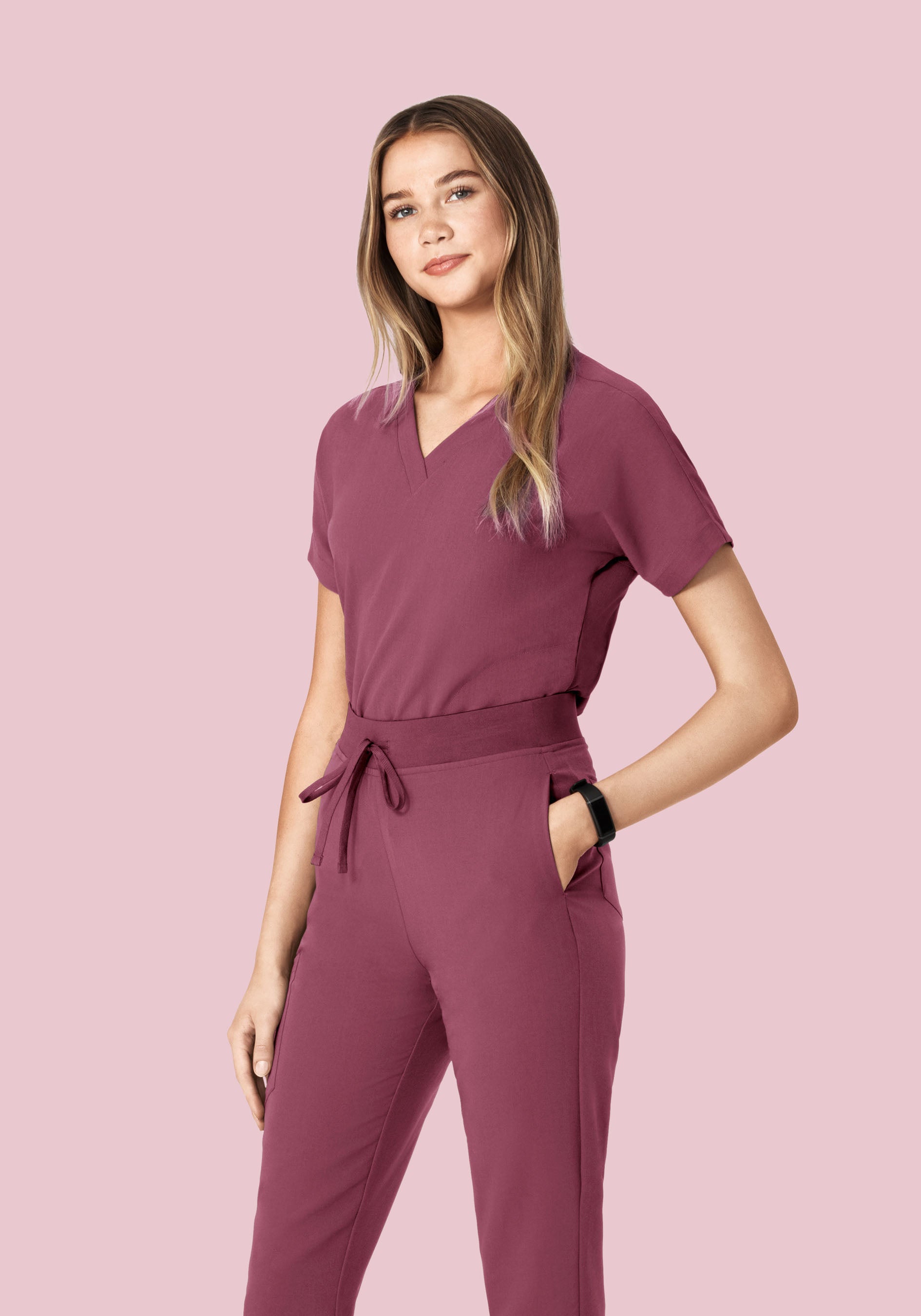 Oversized V Neck Top Deep Mauve