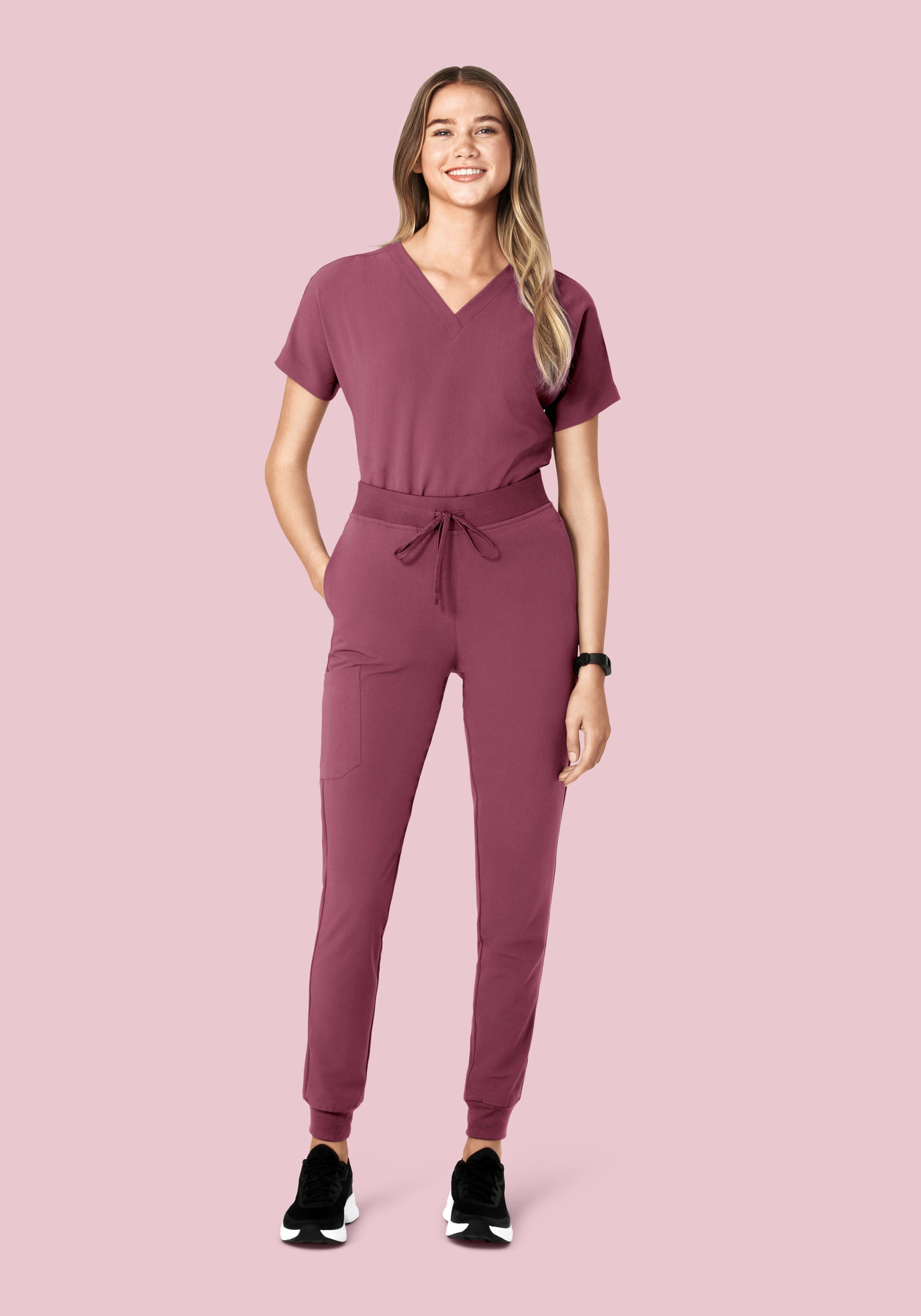 Oversized V Neck Top Deep Mauve