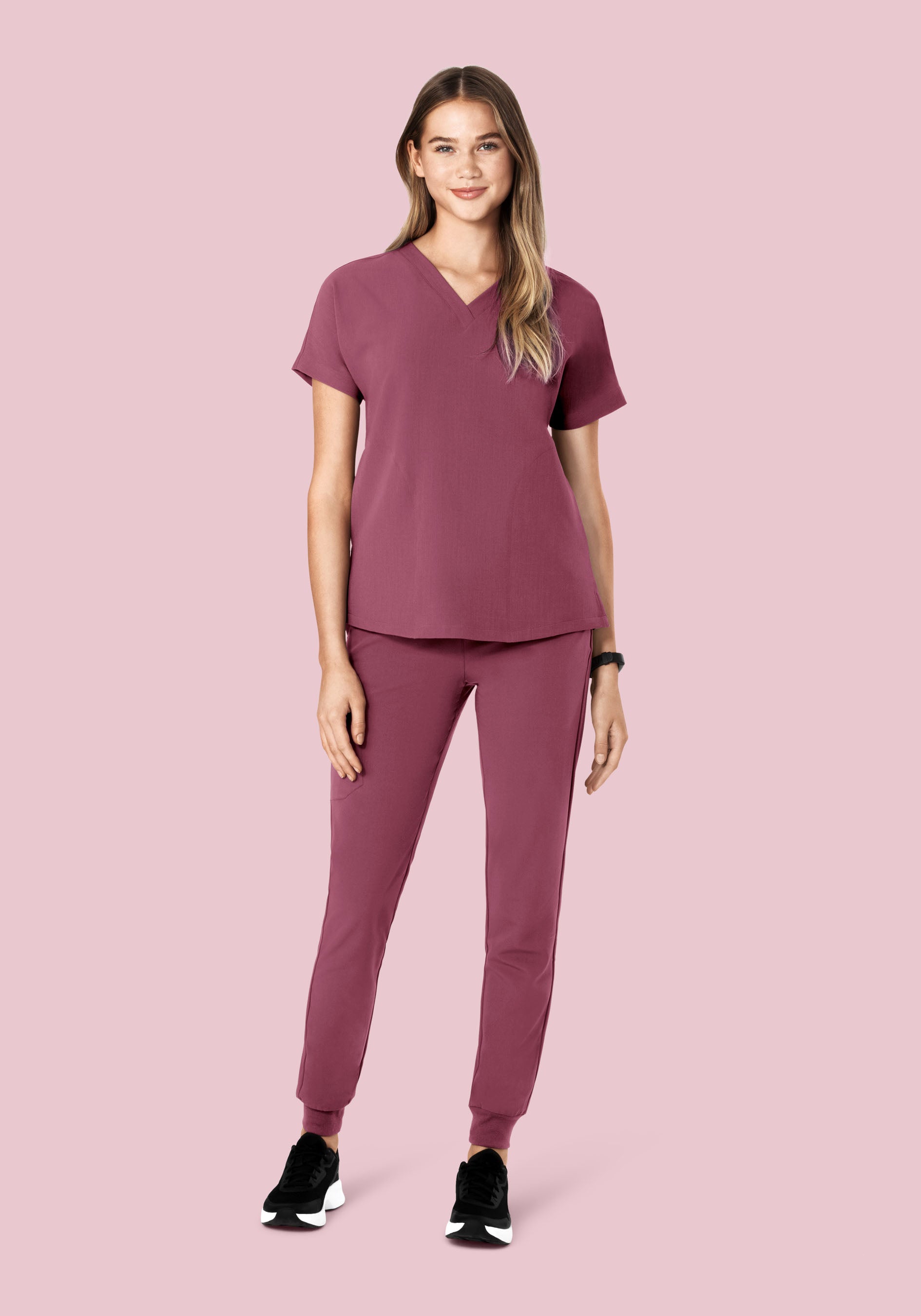 Oversized V Neck Top Deep Mauve