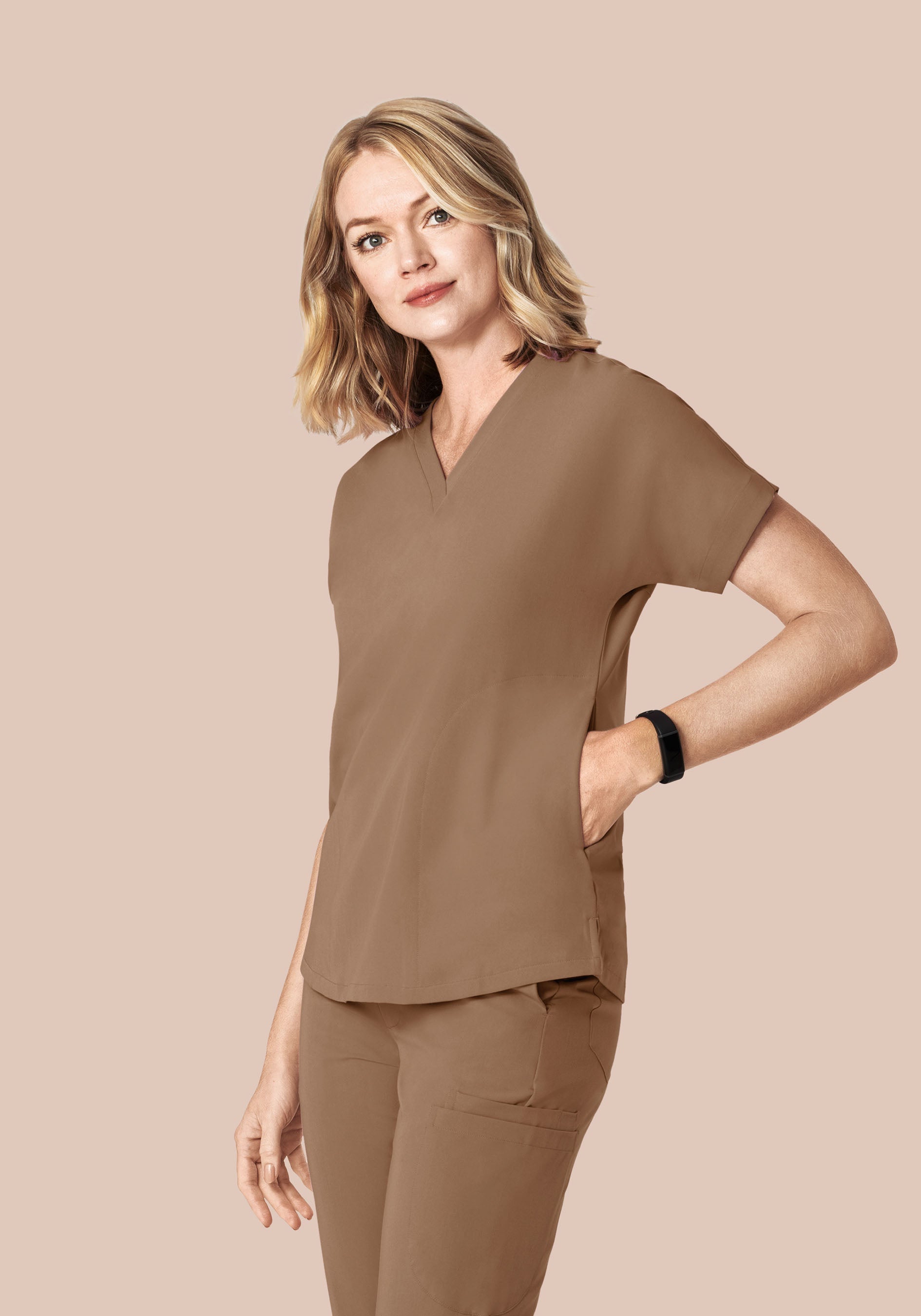 Oversized V Neck Top Mocha
