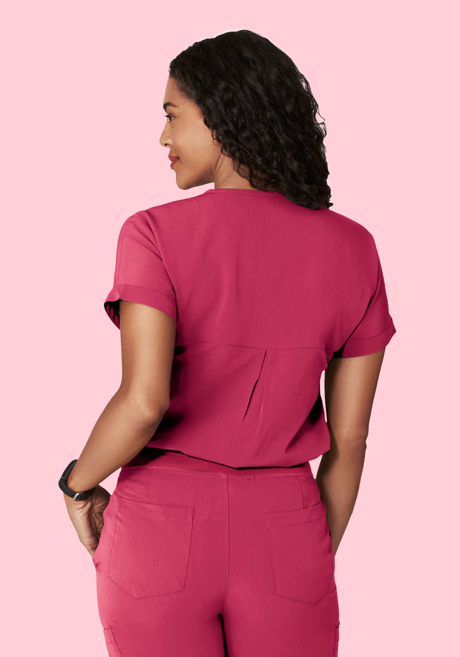 Oversized V Neck Top Deep Magenta