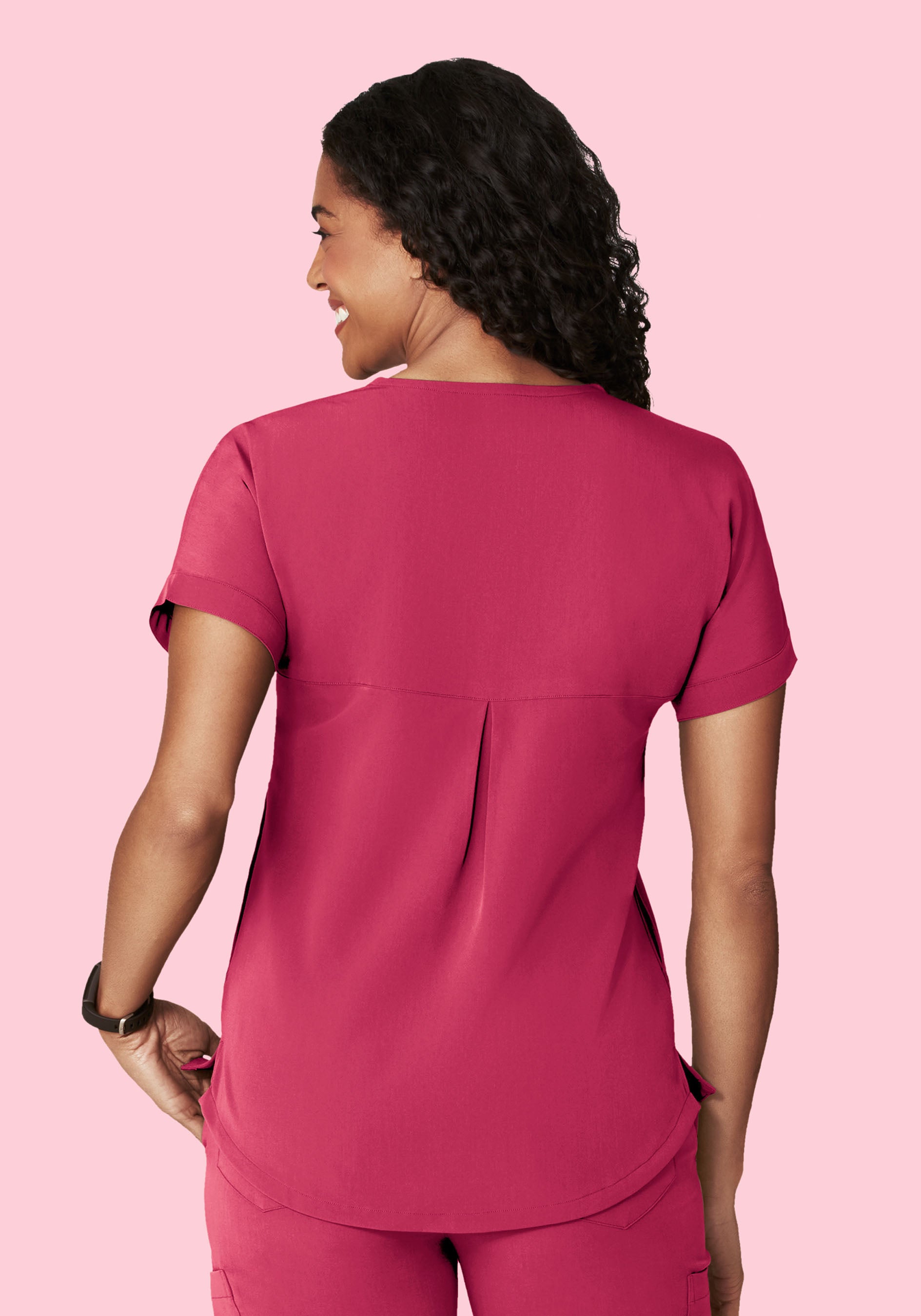 Oversized V Neck Top Deep Magenta