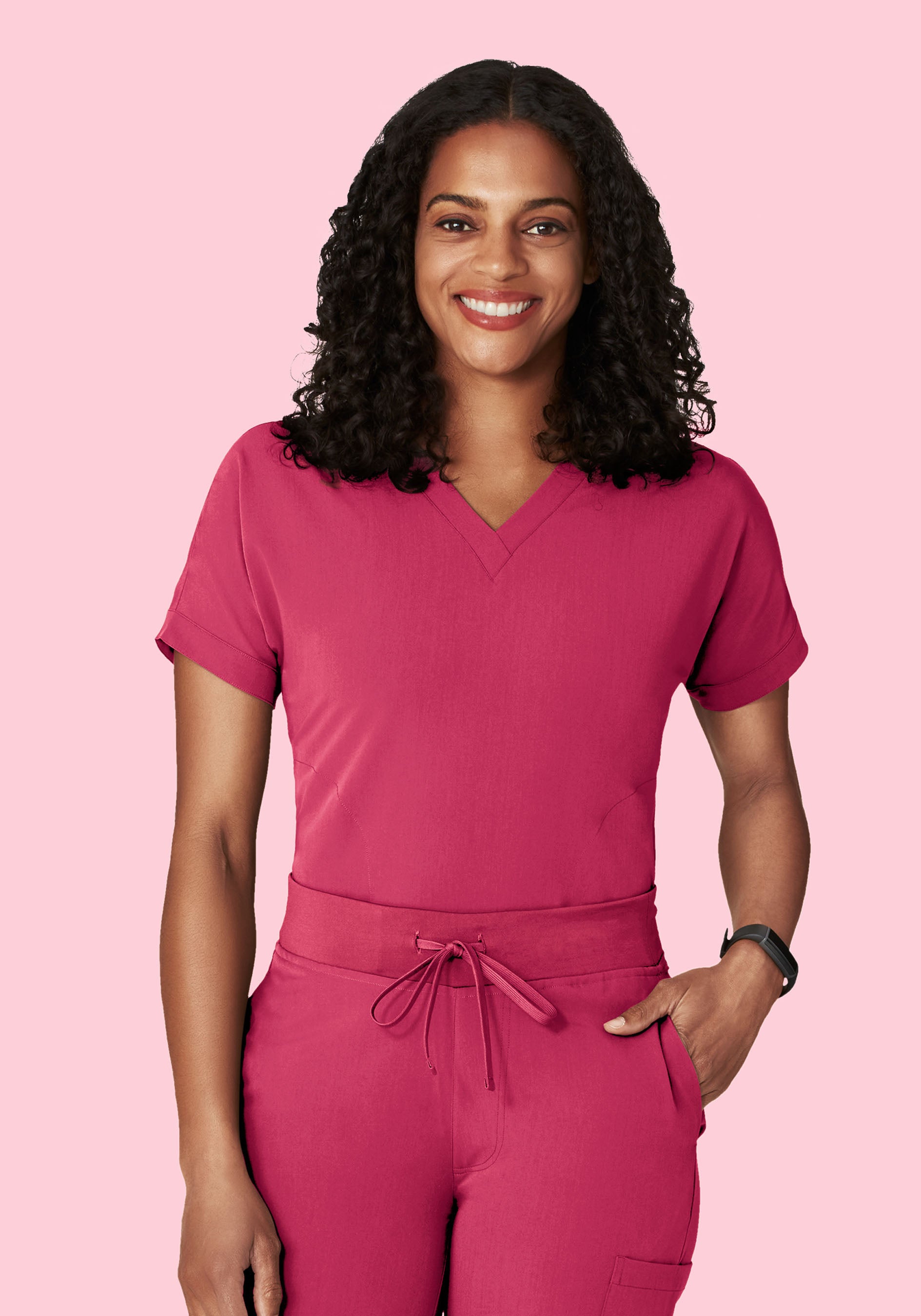 Oversized V Neck Top Deep Magenta