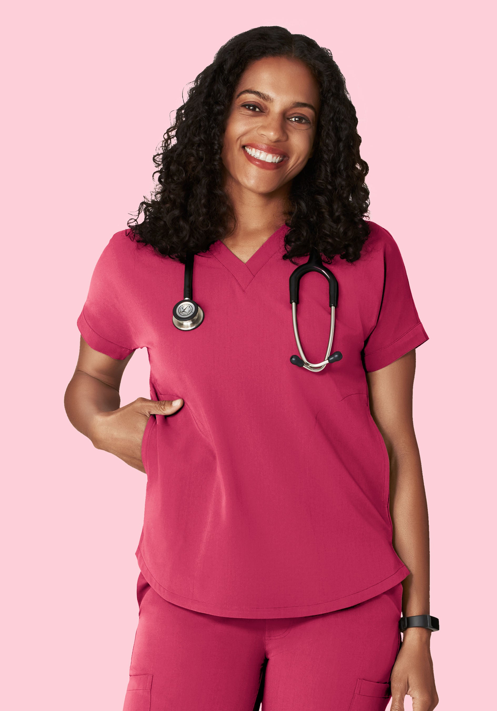 Oversized V Neck Top Deep Magenta