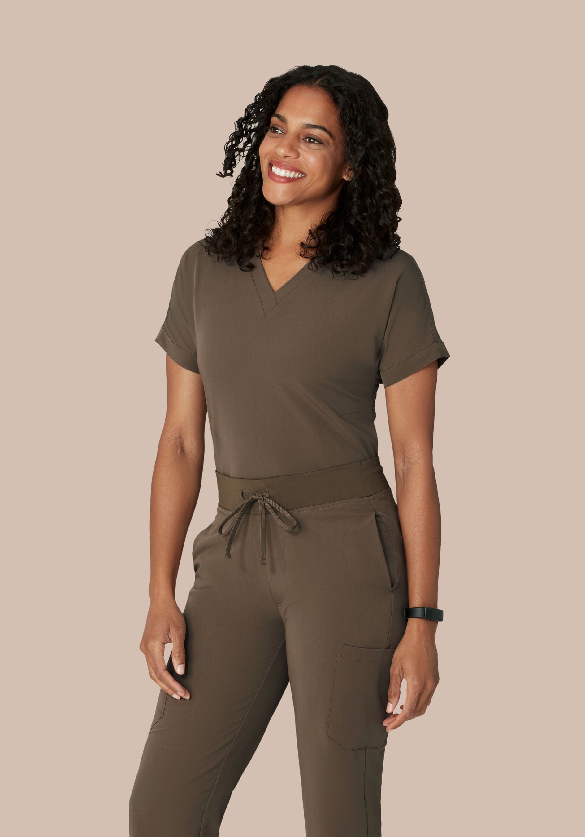 Oversized V Neck Top Truffle
