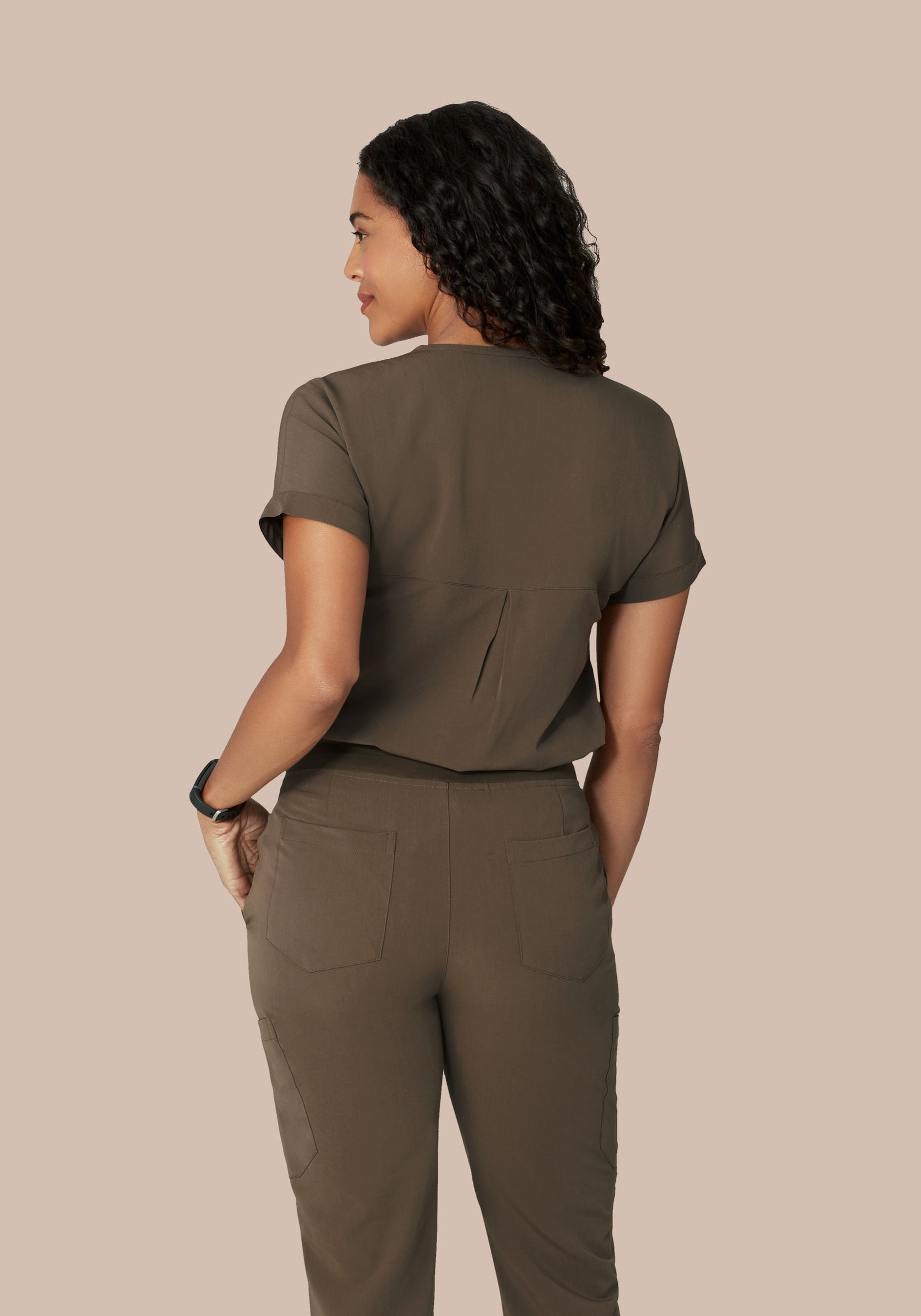 Oversized V Neck Top Truffle
