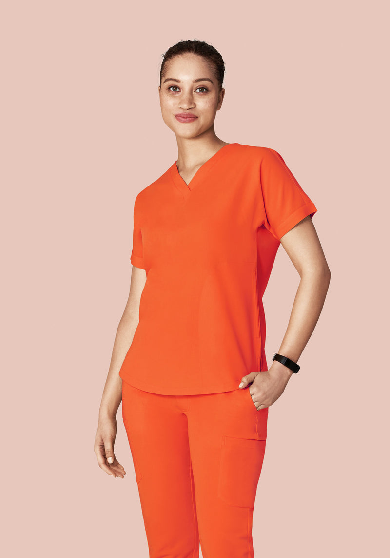 Oversized V Neck Top Neon Orange