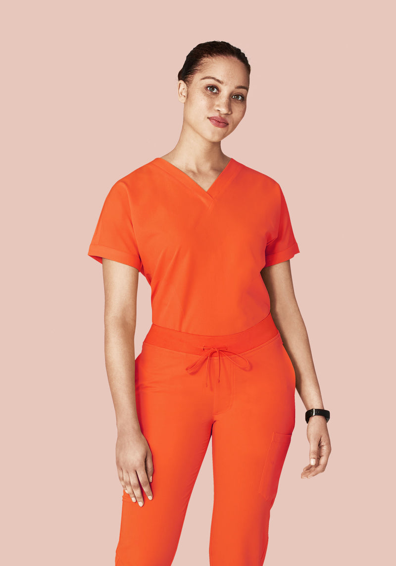 Oversized V Neck Top Neon Orange