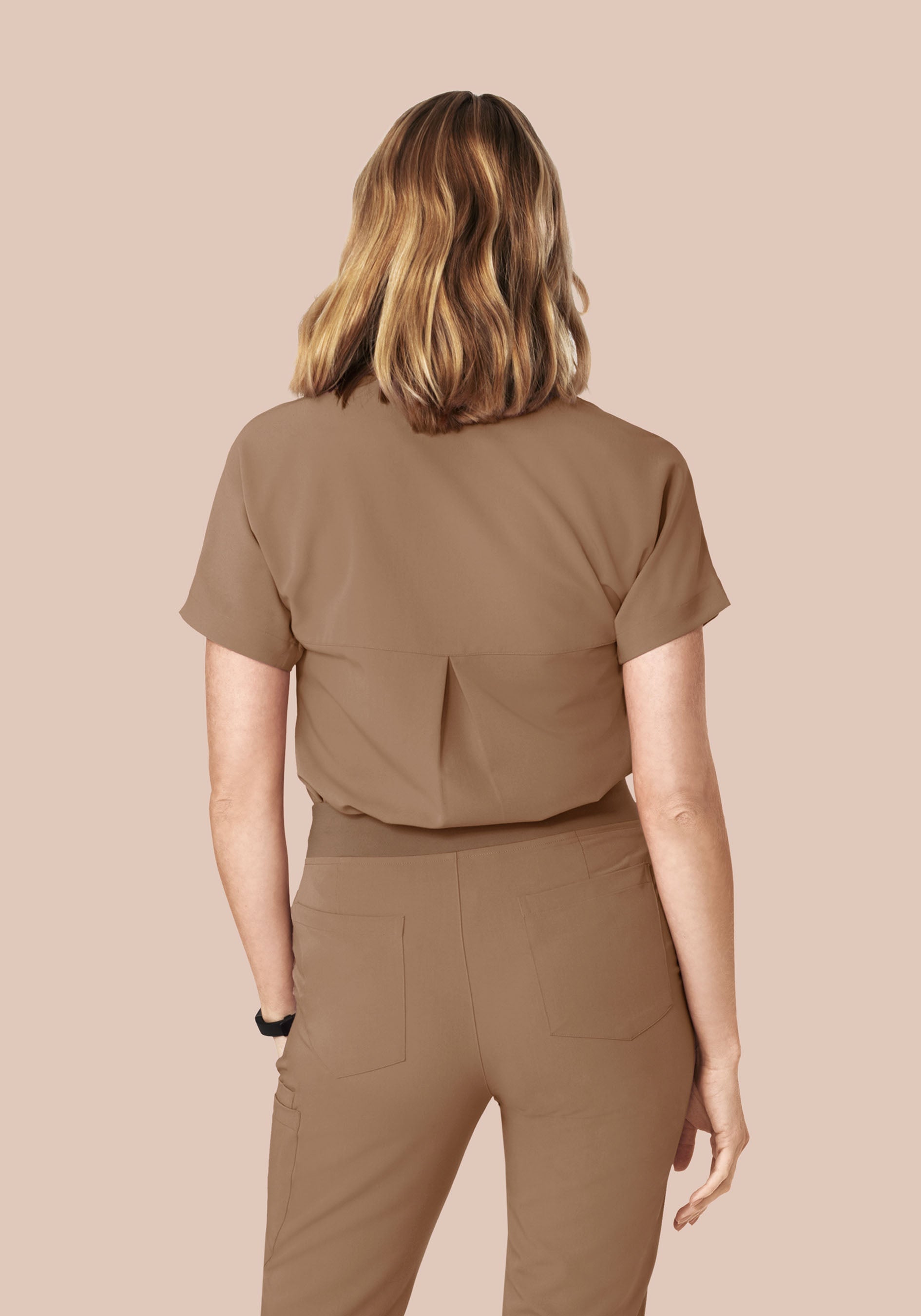 Oversized V Neck Top Mocha