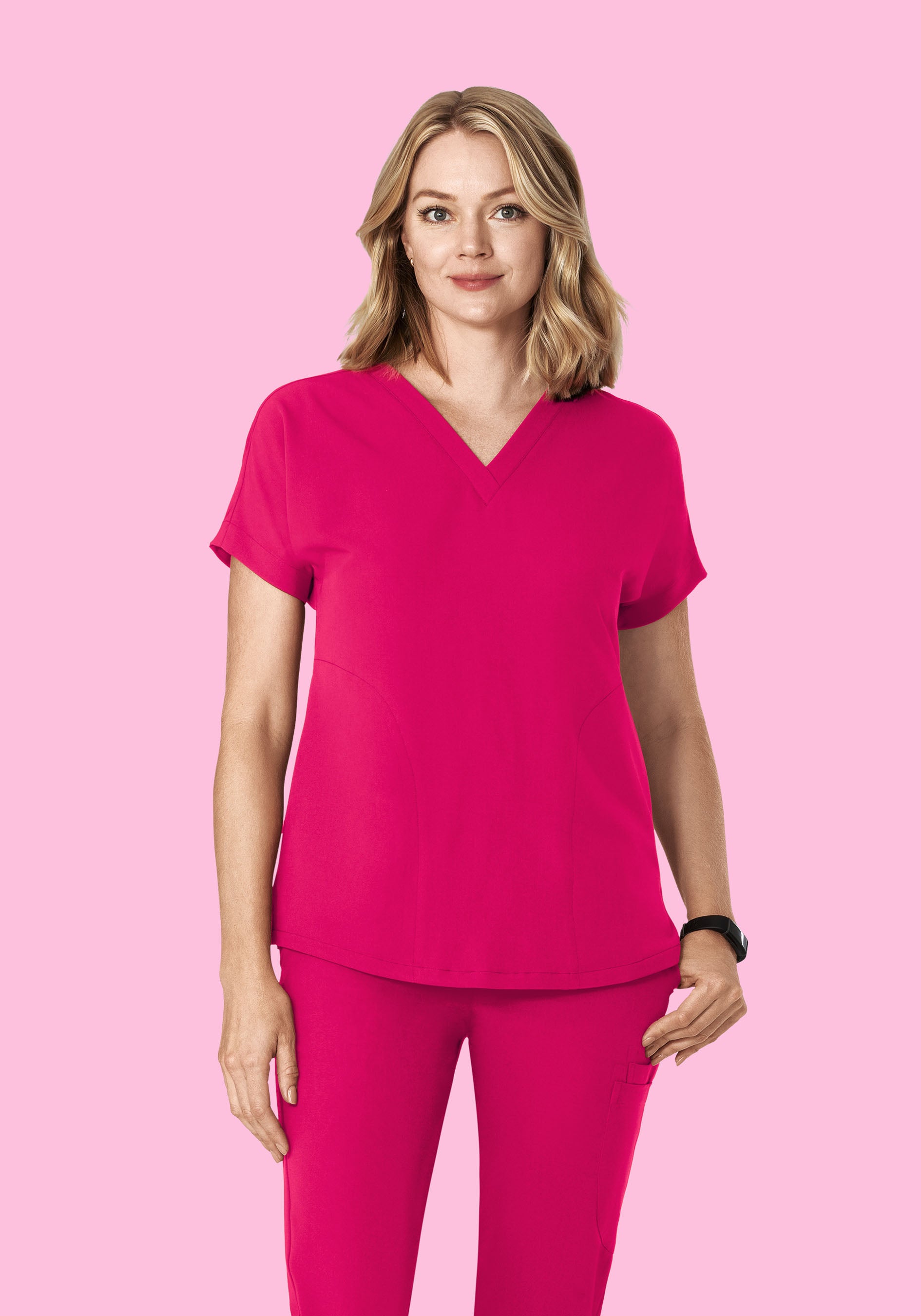Oversized V Neck Top Raspberry