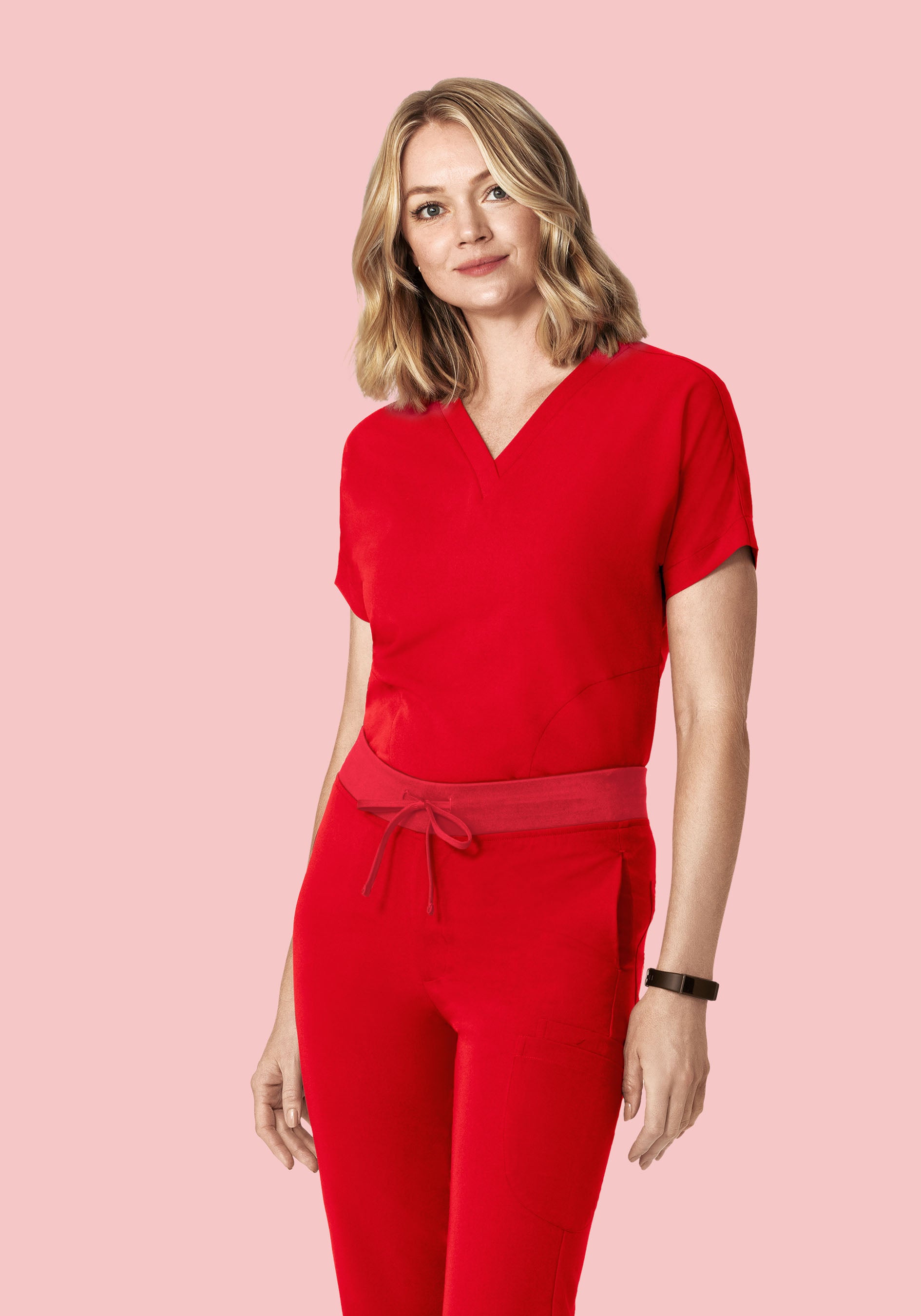 Oversized V Neck Top Candy Red