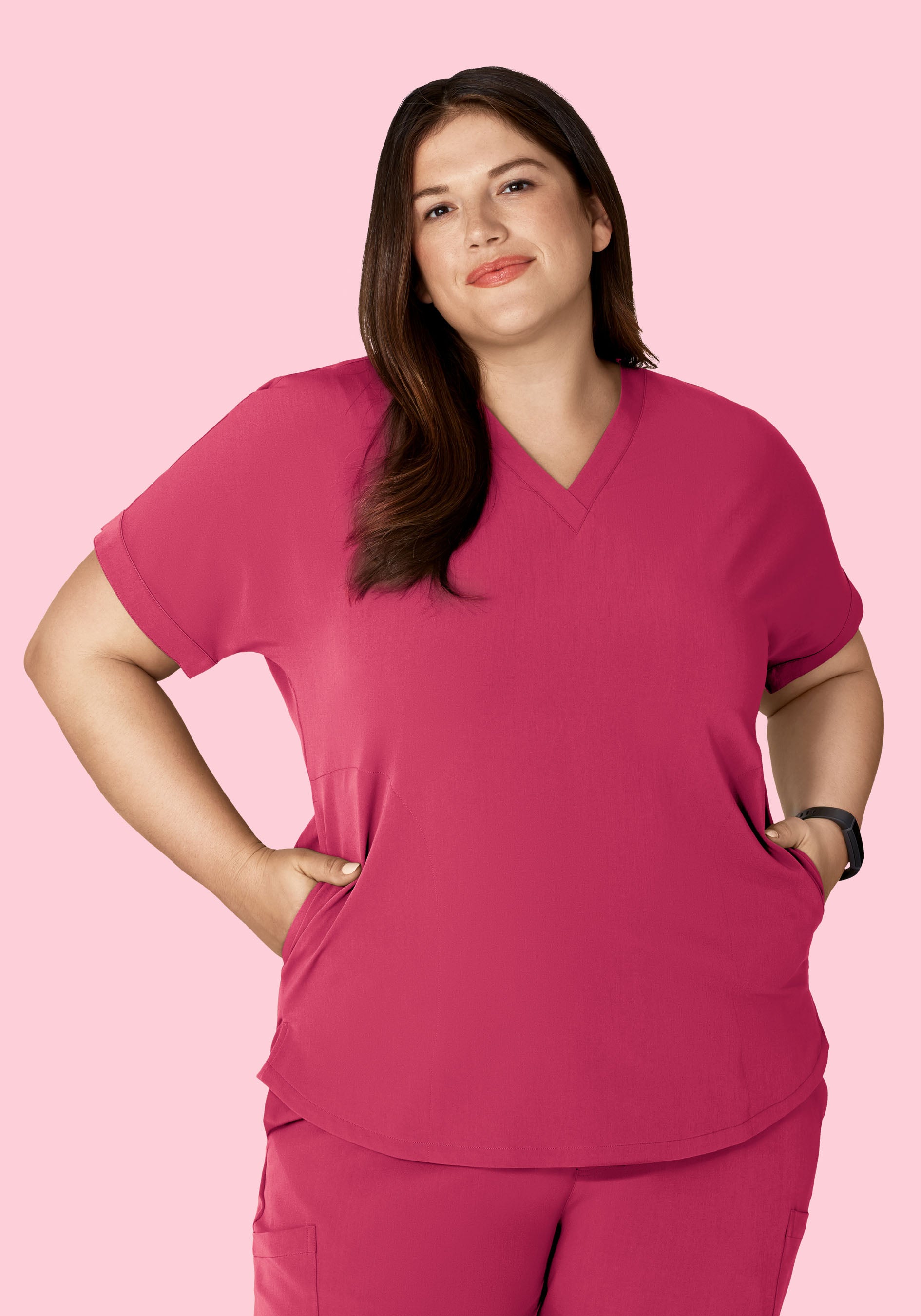 Oversized V Neck Top Deep Magenta