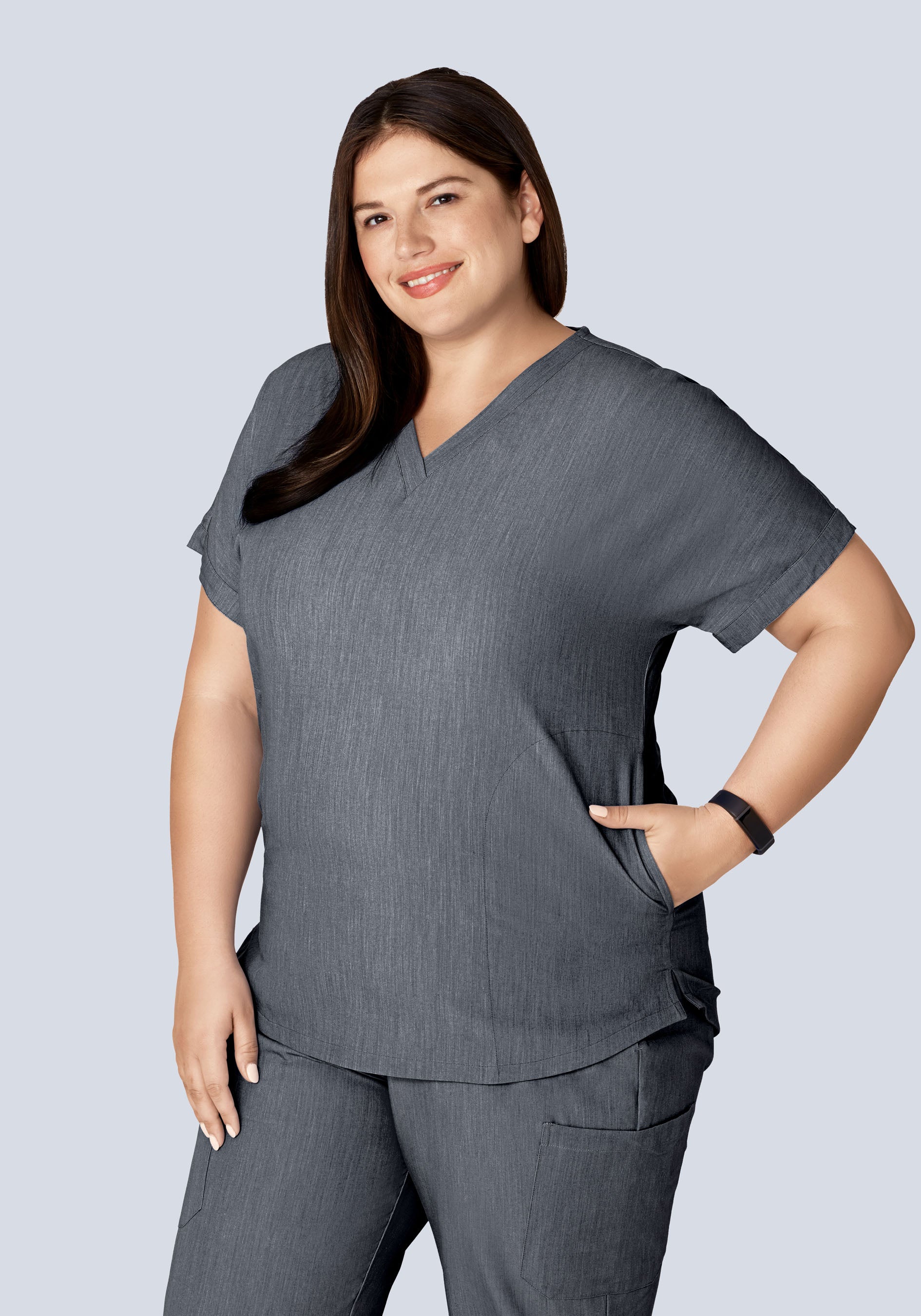 Oversized V Neck Top Gray
