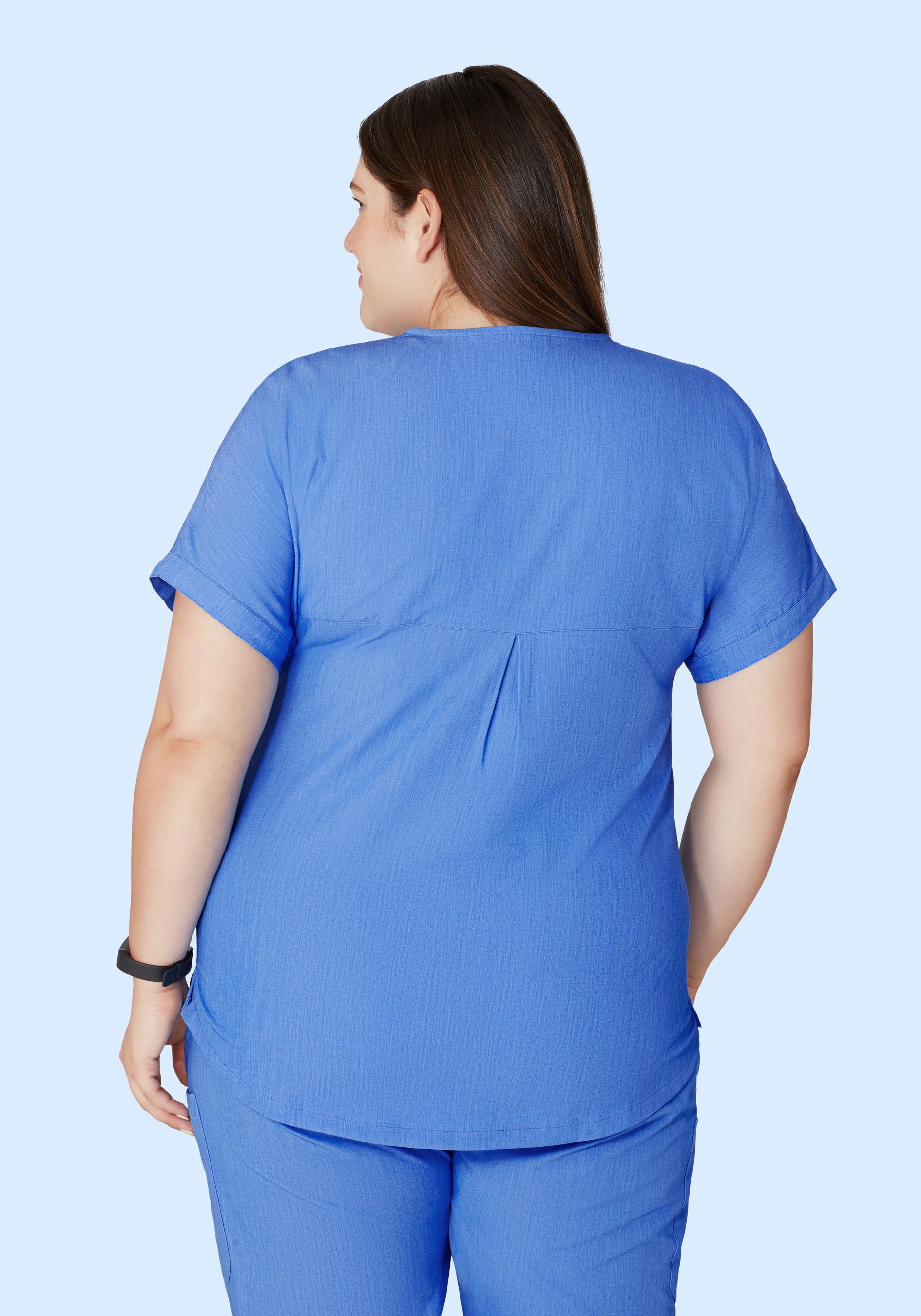 Oversized V Neck Top Heather Blue