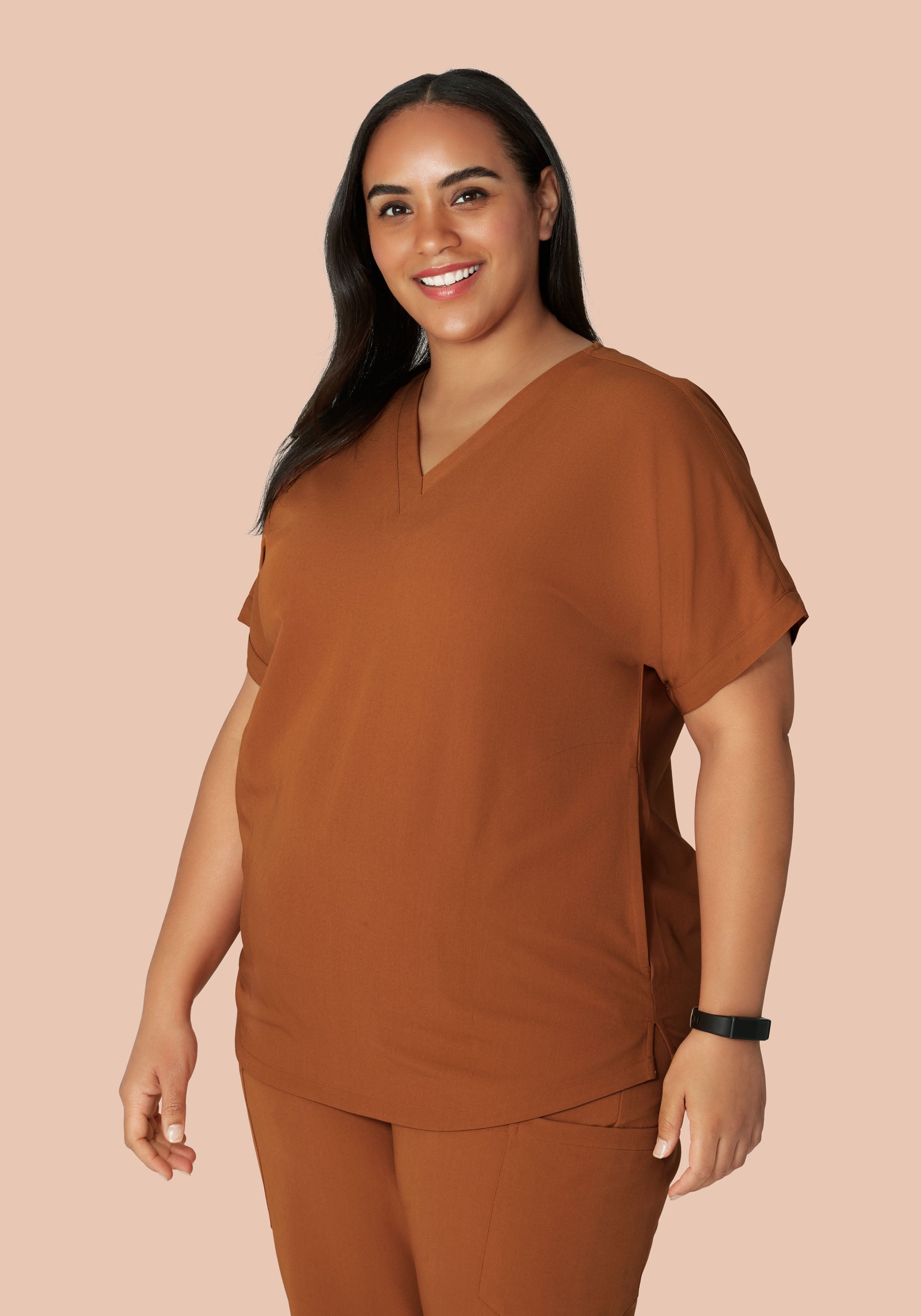 Oversized V Neck Top Roasted Pecan