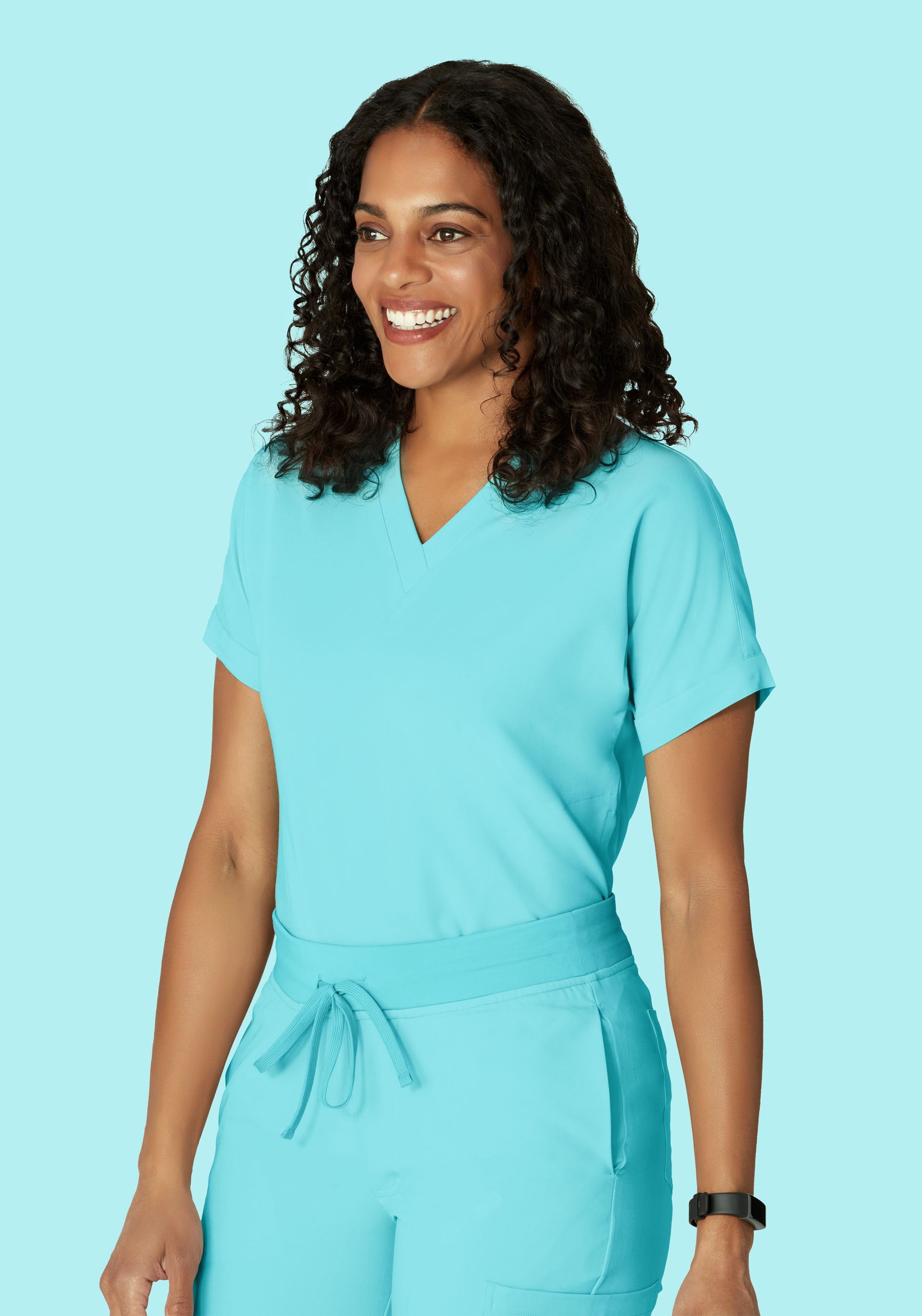 Oversized V Neck Top Aqua