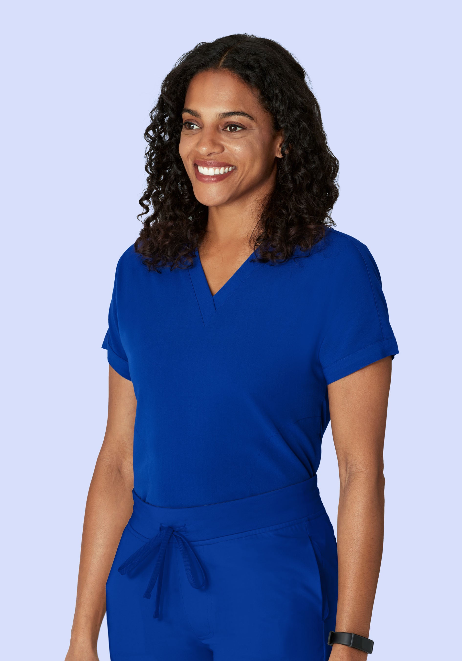 UVU トレーニングボトムス 青 Women's Oversized V-Neck Scrub Top - Galaxy Blue | Mandala Scrubs