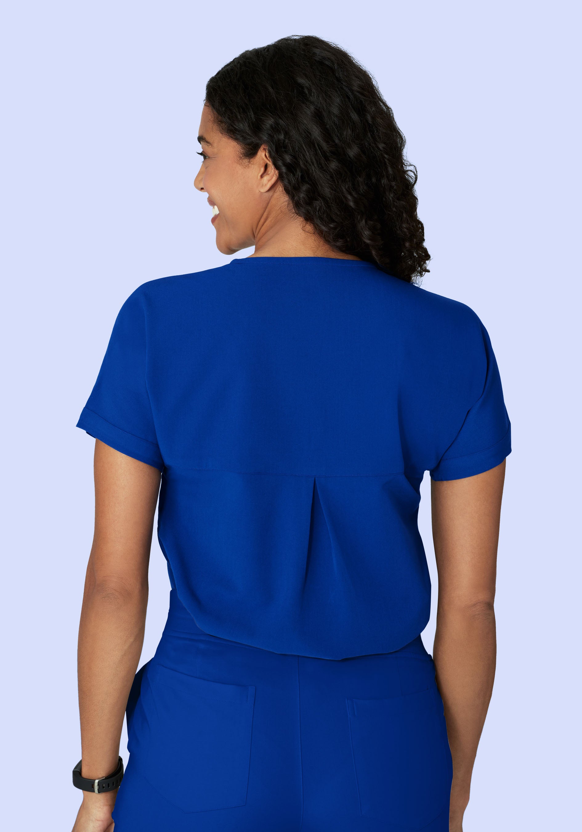 Women's Oversized V-Neck Scrub Top - Galaxy Blue | Mandala Scrubs