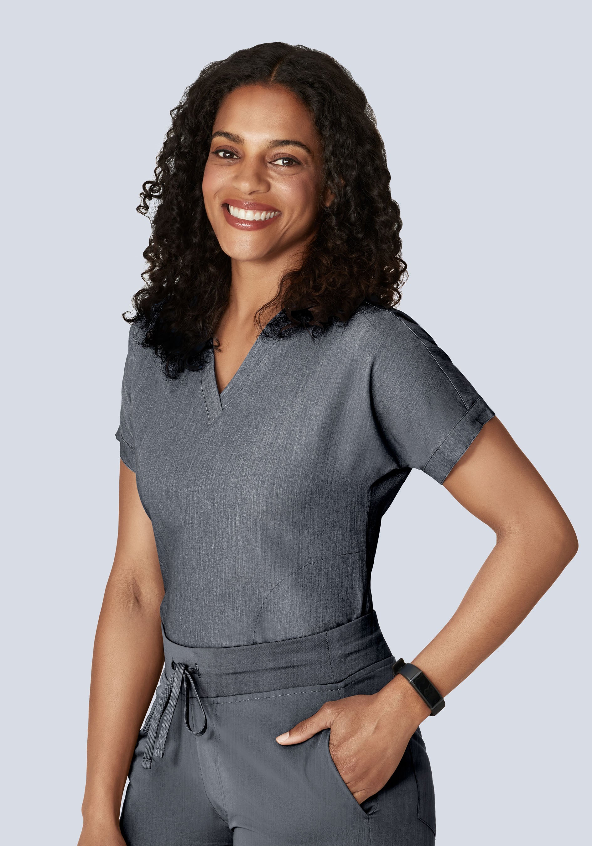 Oversized V Neck Top Gray
