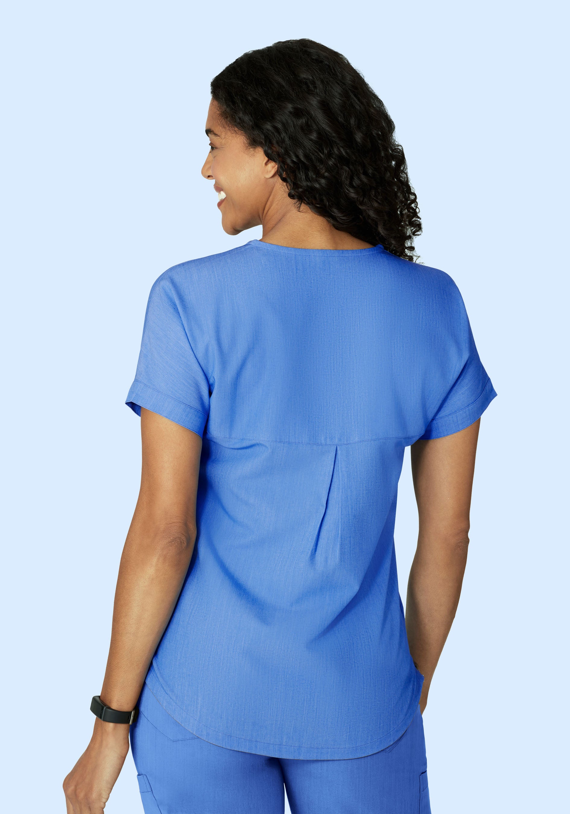 Oversized V Neck Top Heather Blue