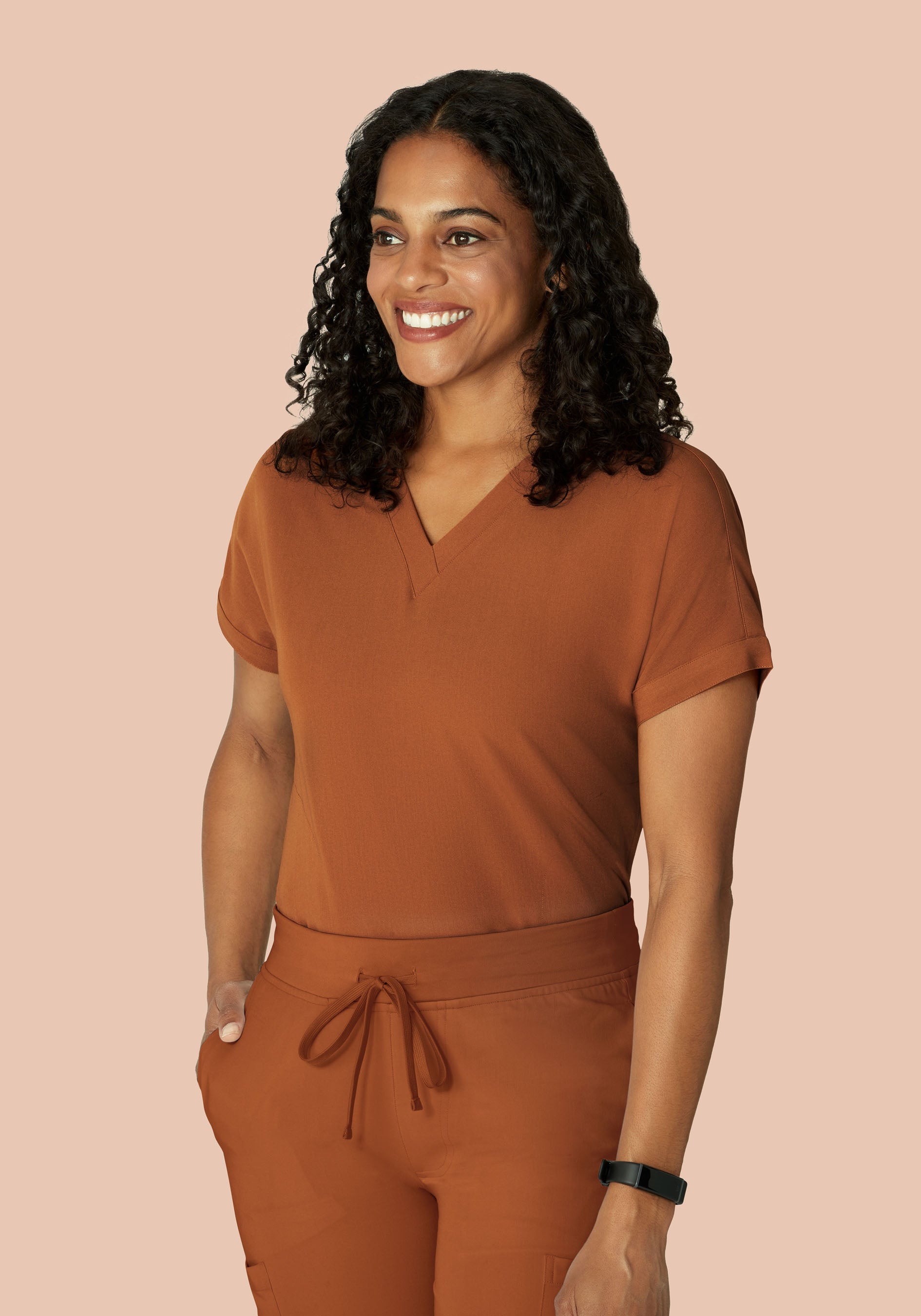 Oversized V Neck Top Roasted Pecan