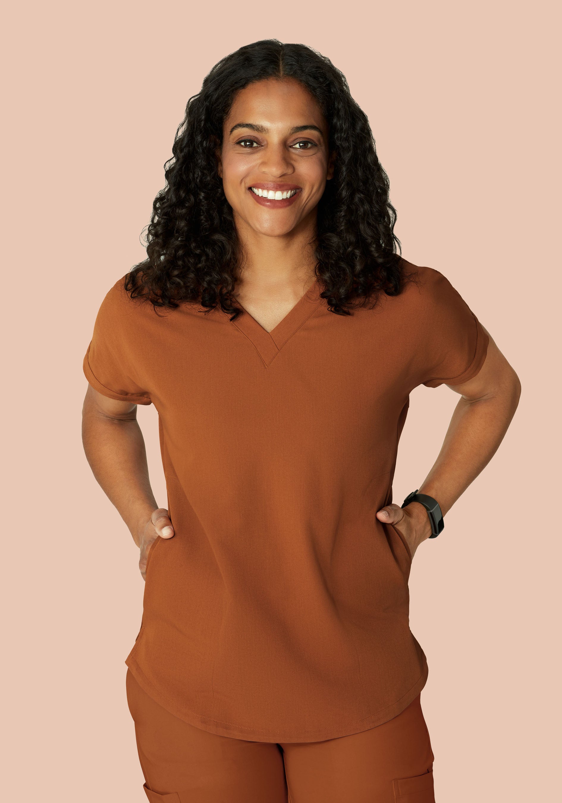 Oversized V Neck Top Roasted Pecan