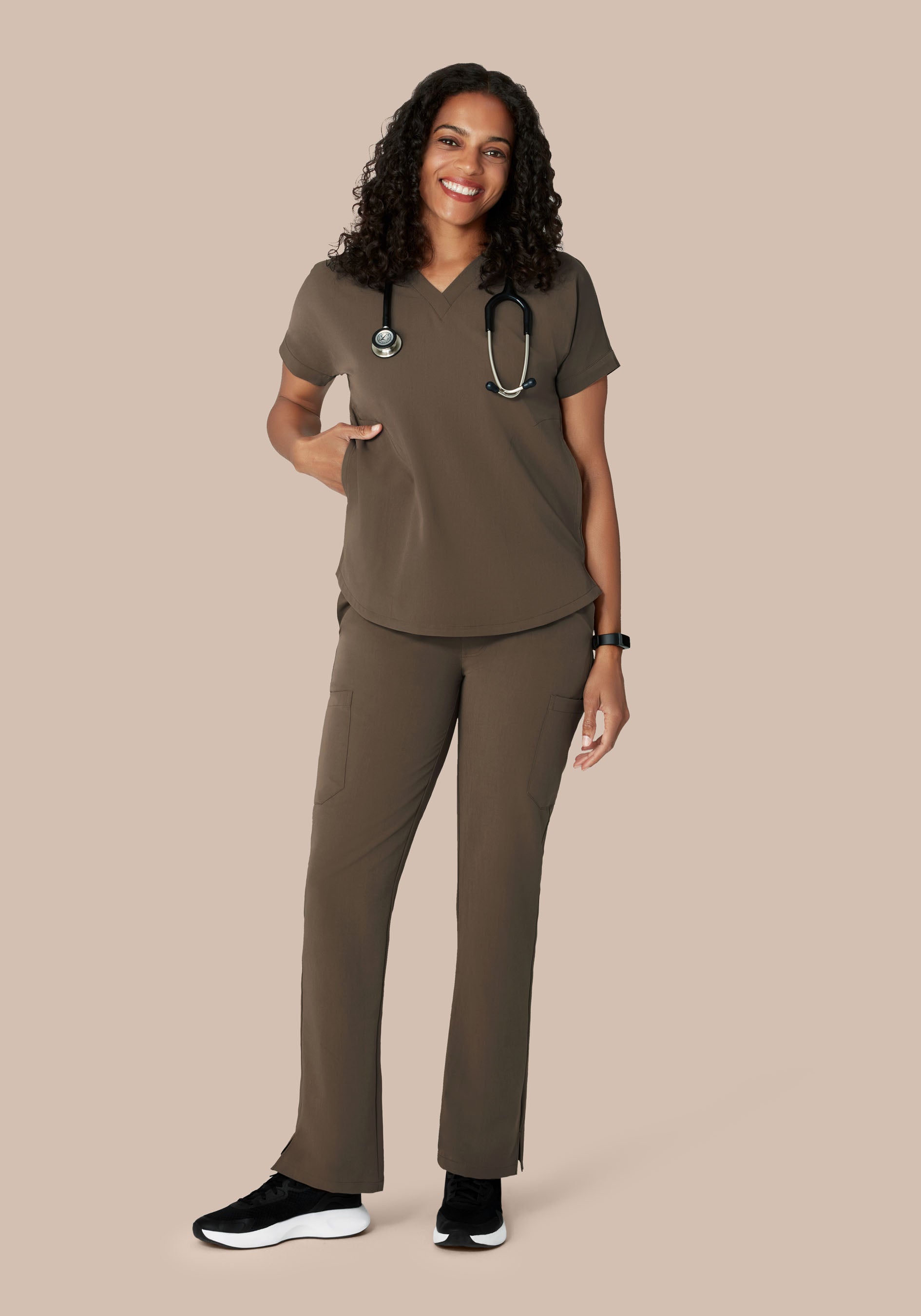Oversized V Neck Top Truffle