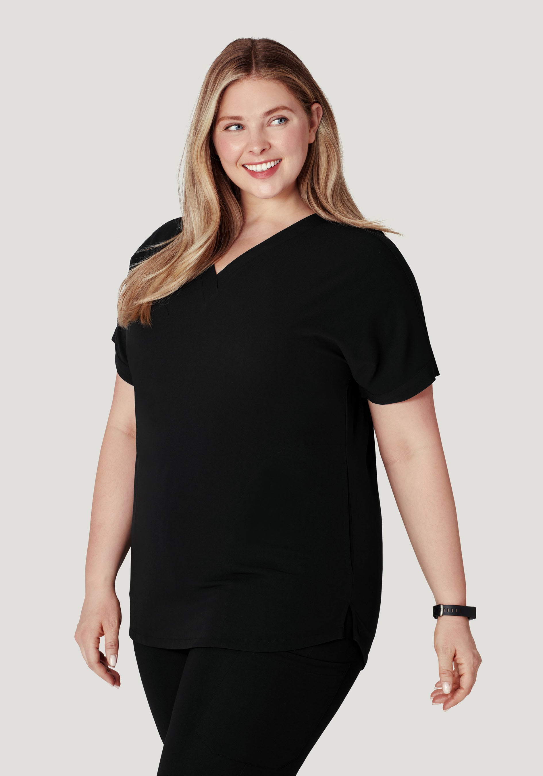 Oversized V Neck Top Black