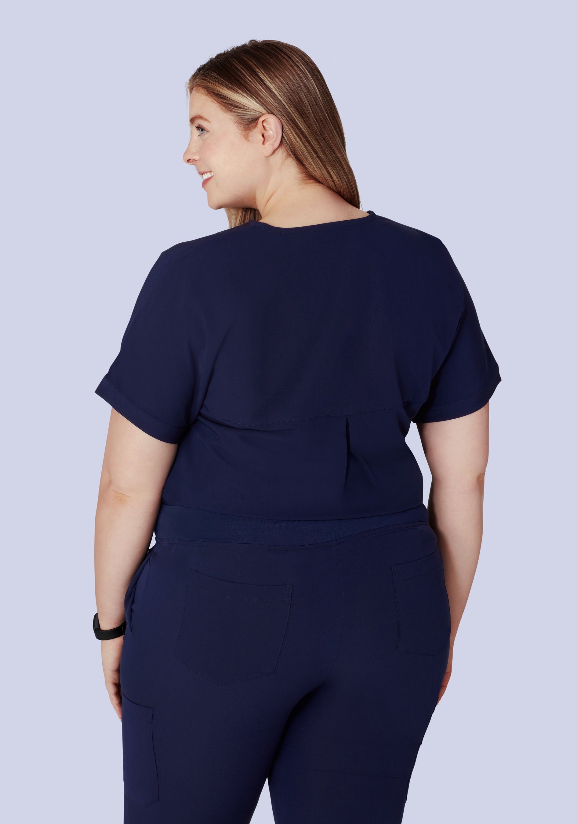 Women's Oversized V-Neck Scrub Top - Navy | Mandala Scrubs