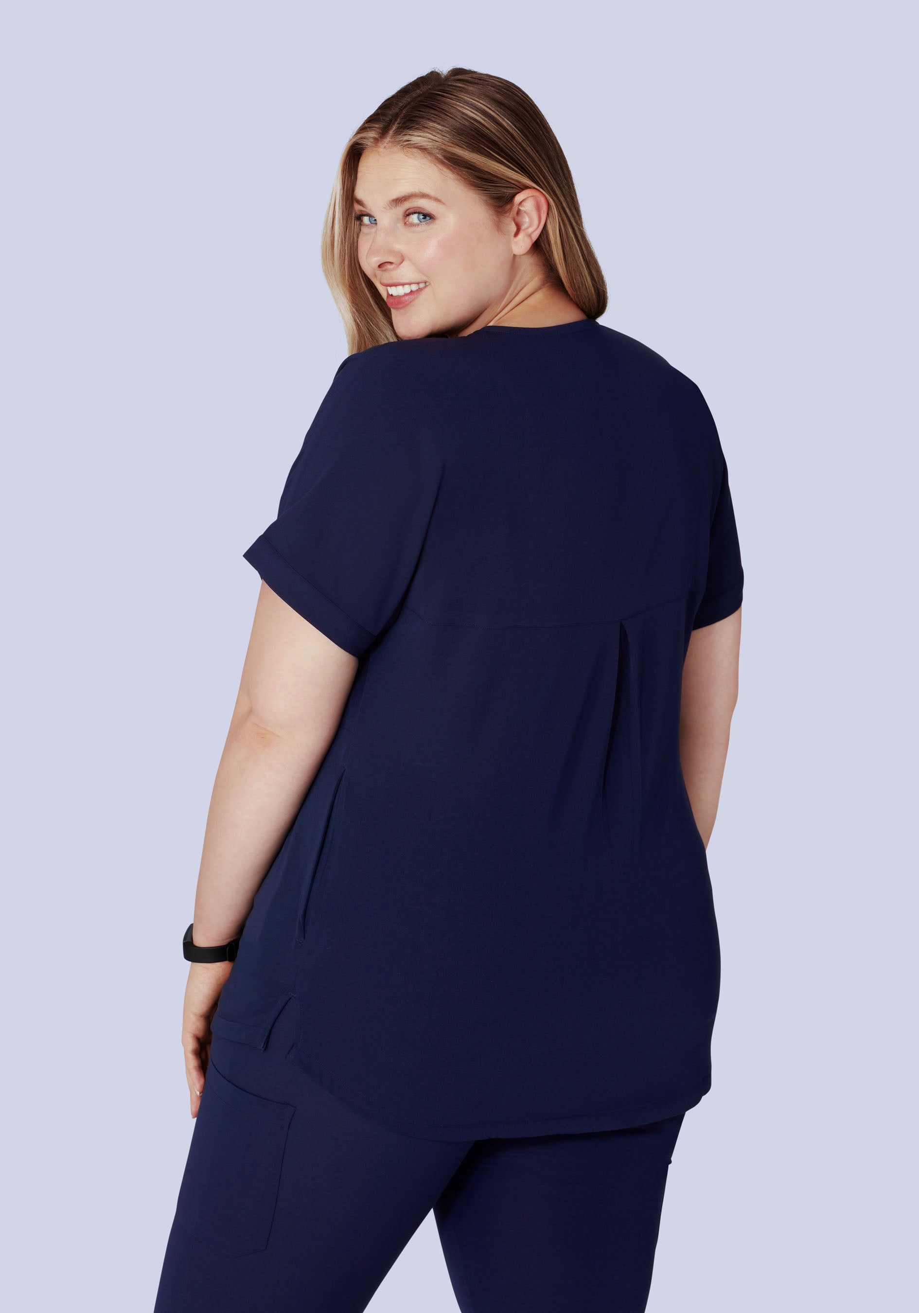 Oversized V Neck Top Navy