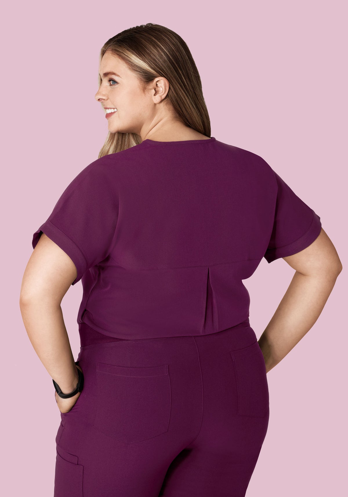 Oversized V Neck Top Plum