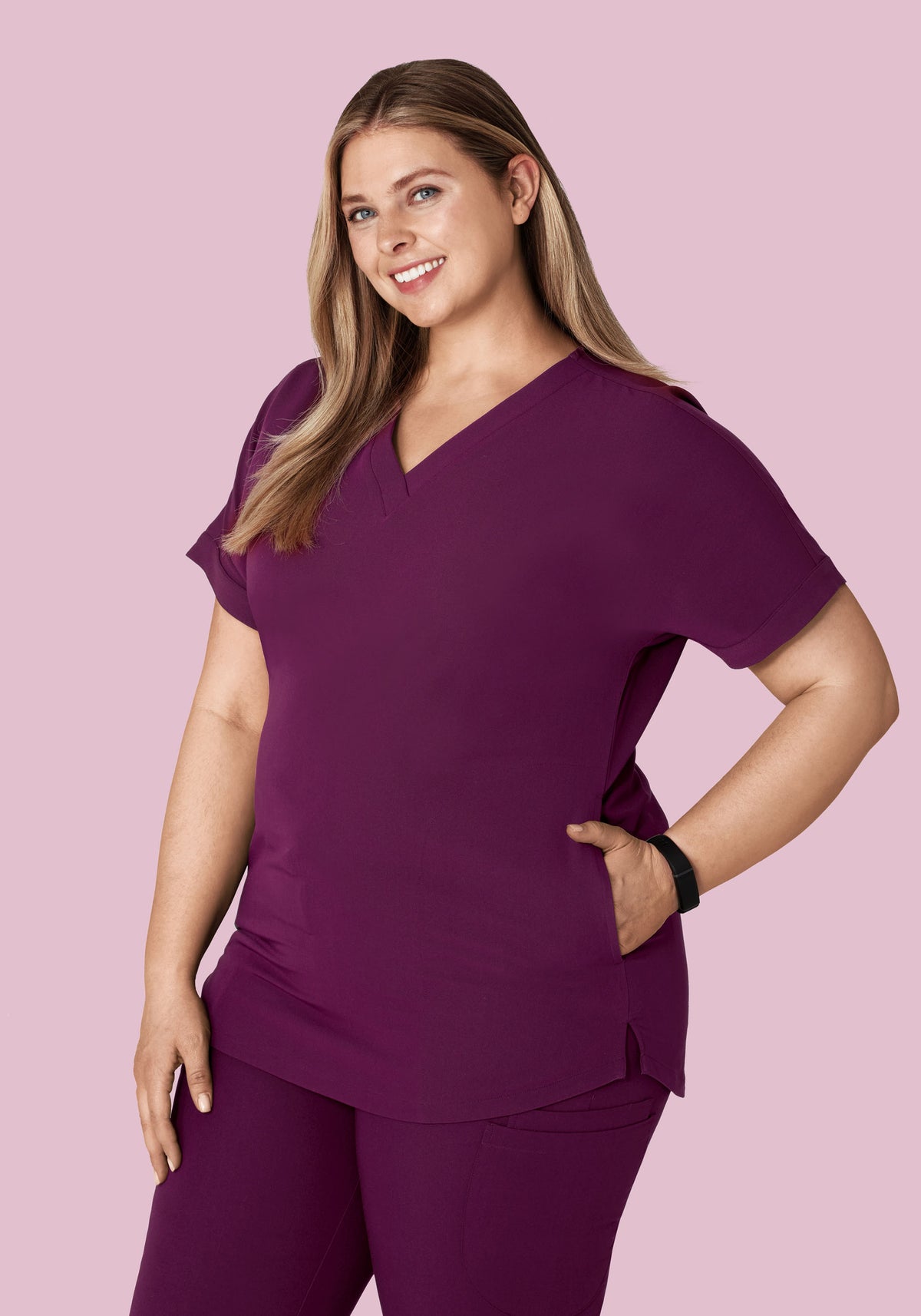 Oversized V Neck Top Plum