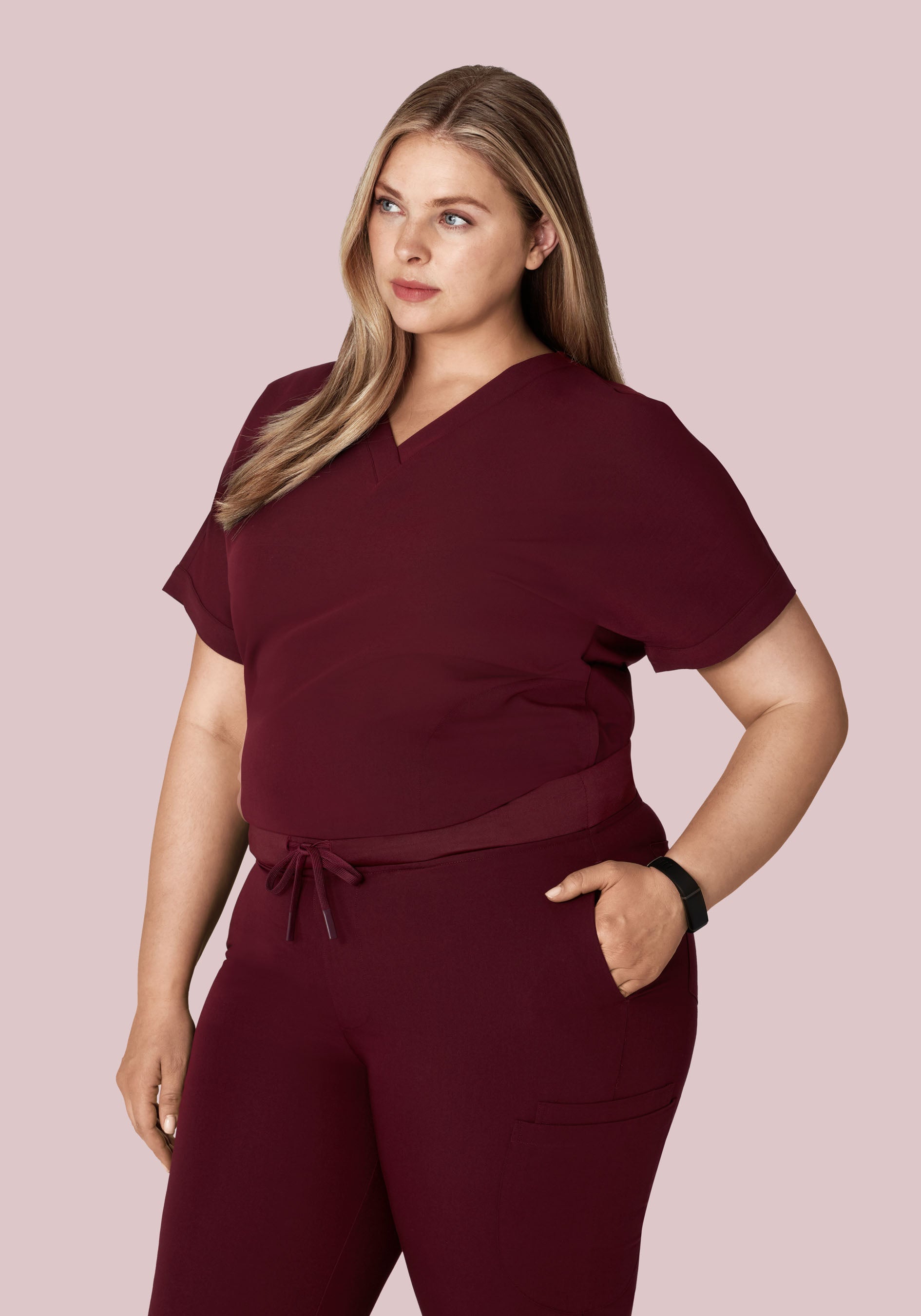 Oversized V Neck Top Wine