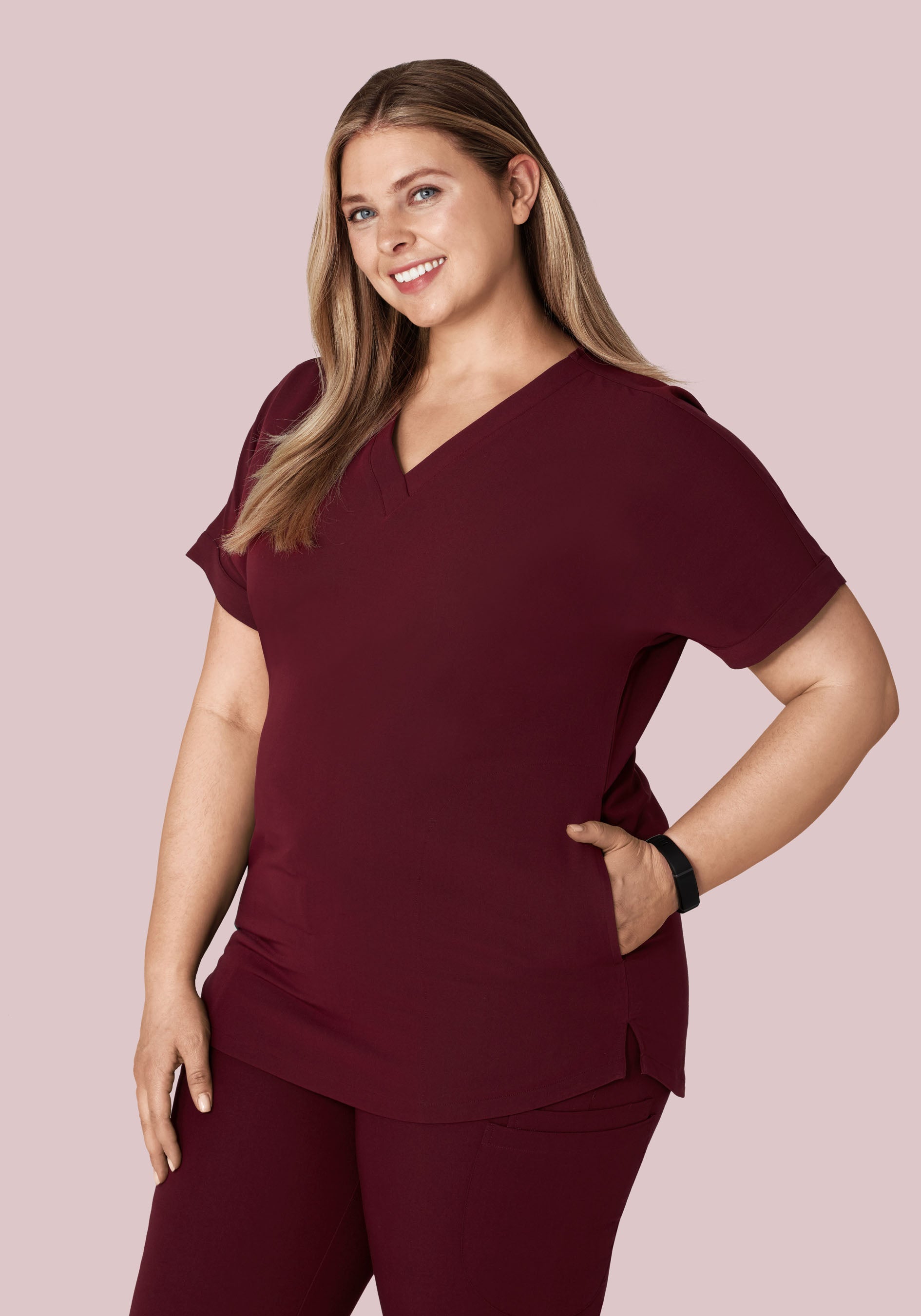 Oversized V Neck Top Wine