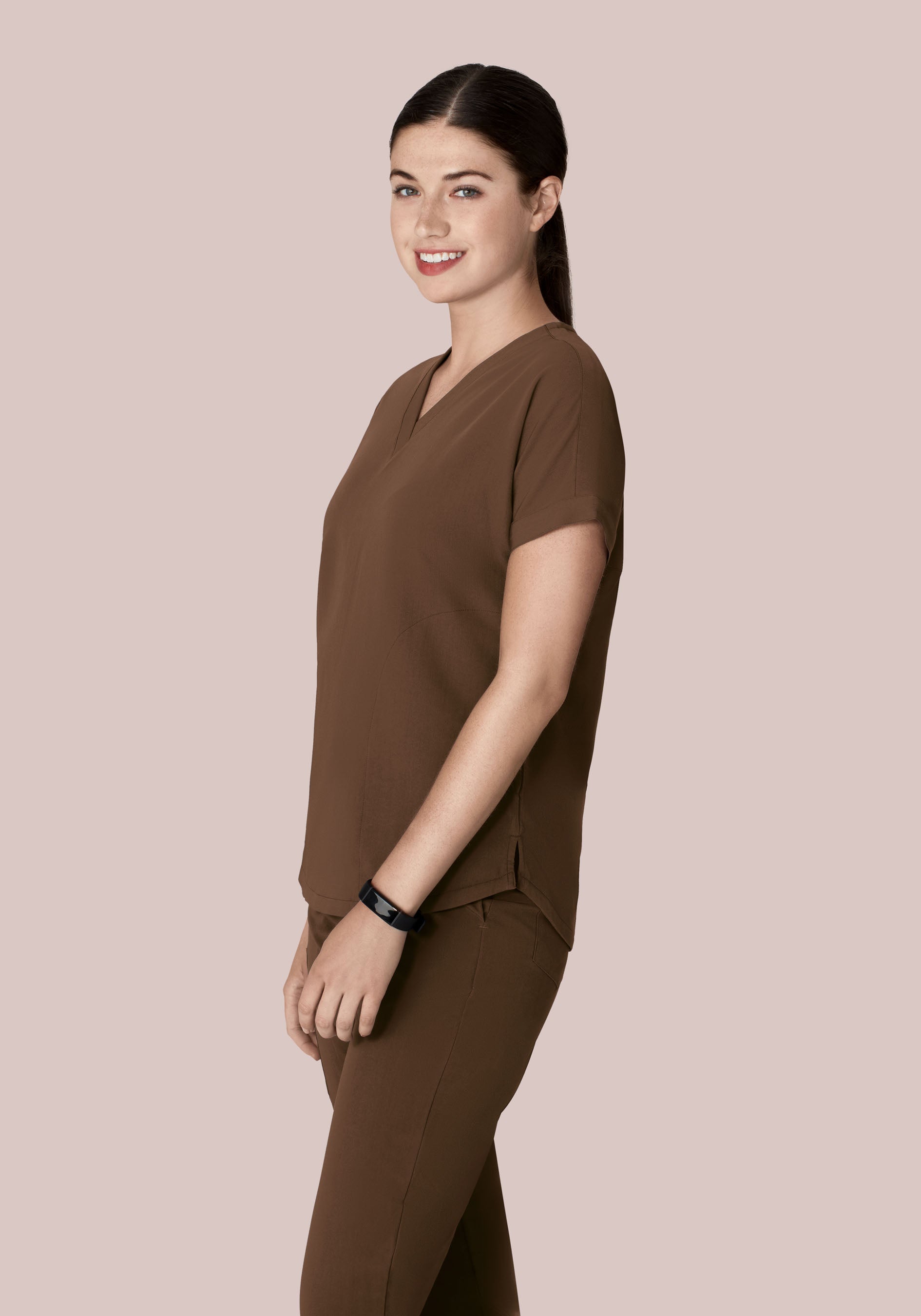 Oversized V Neck Top Chocolate Brown