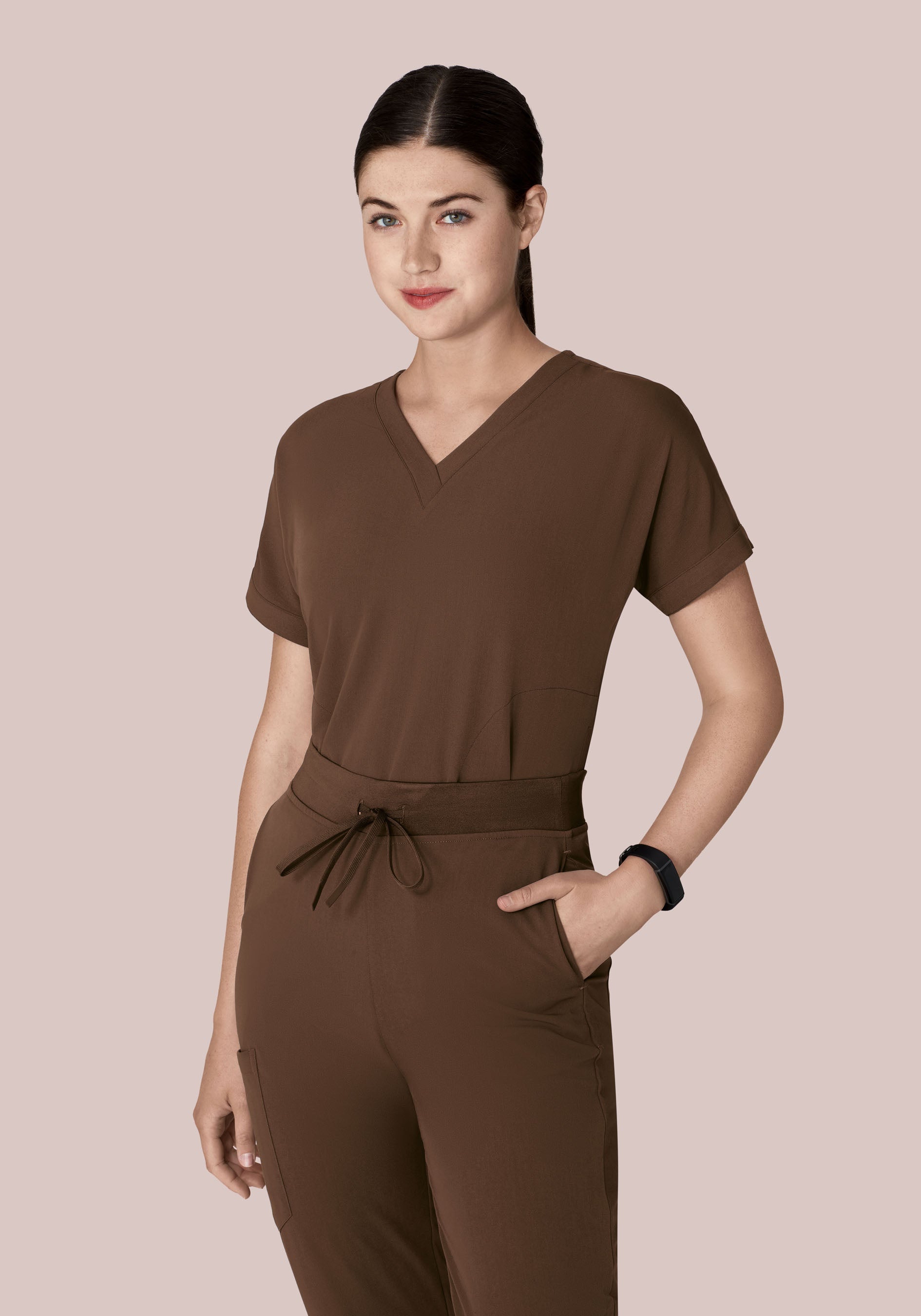 Oversized V Neck Top Chocolate Brown
