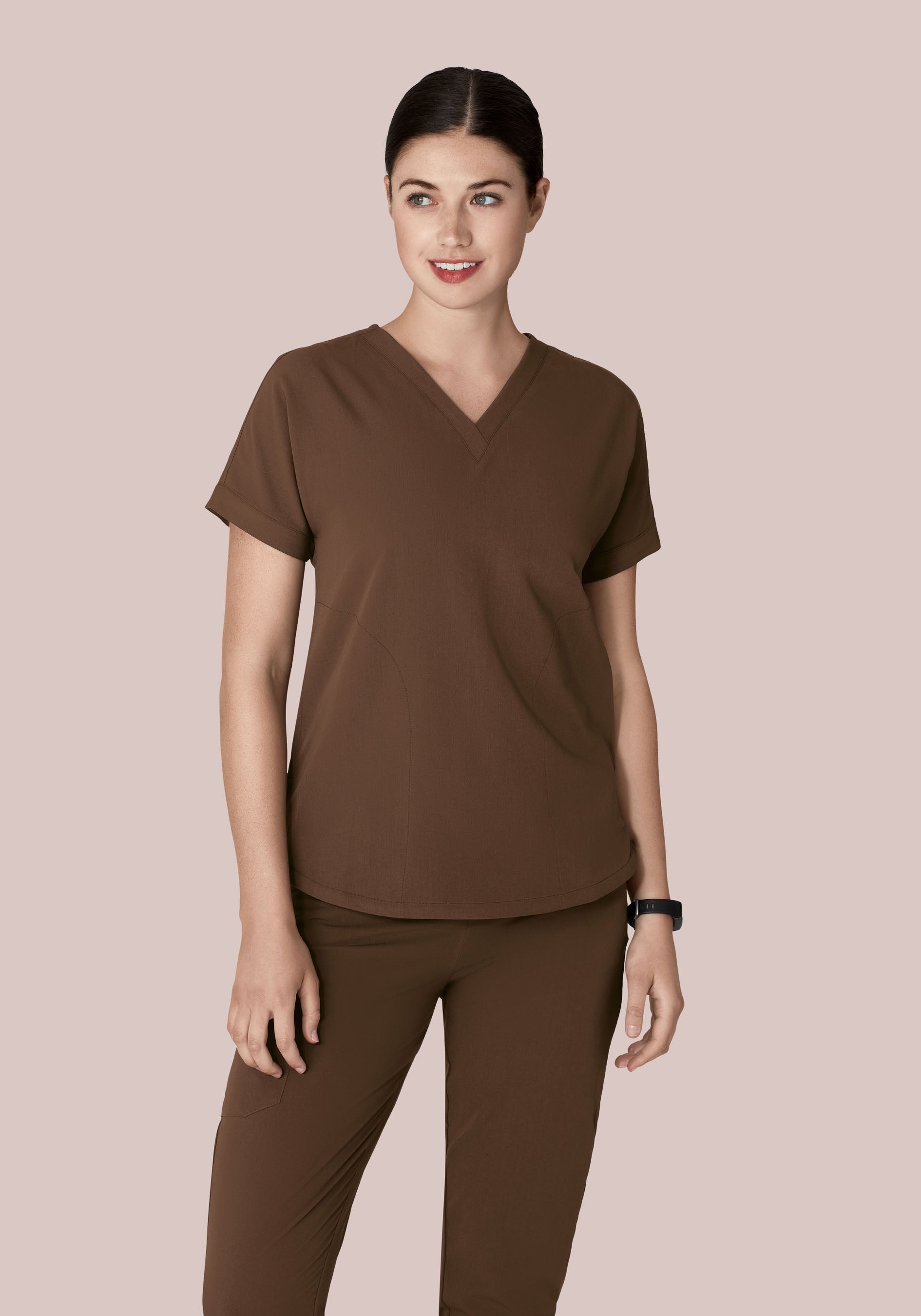 Oversized V Neck Top Chocolate Brown