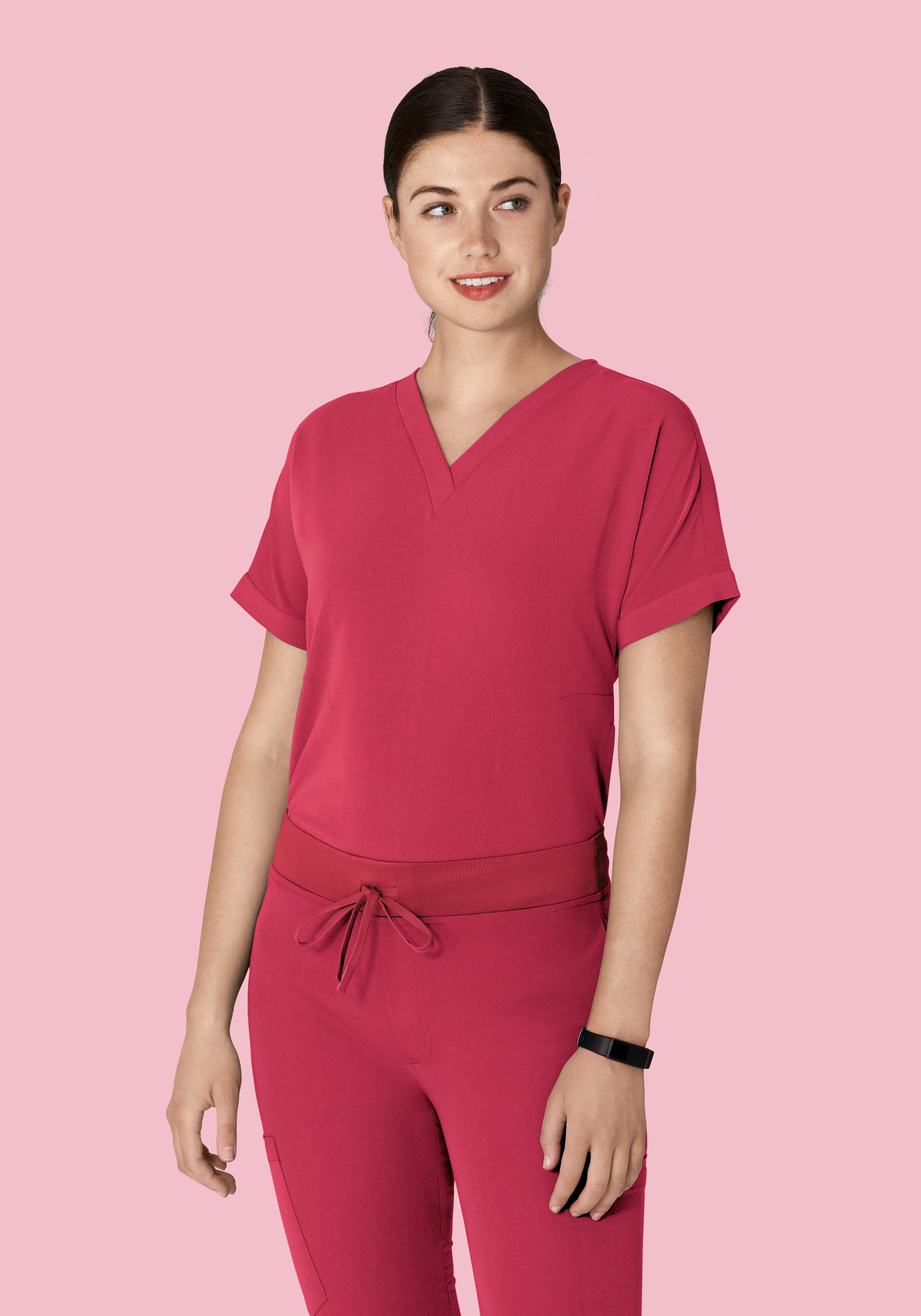 Oversized V Neck Top Deep Rose