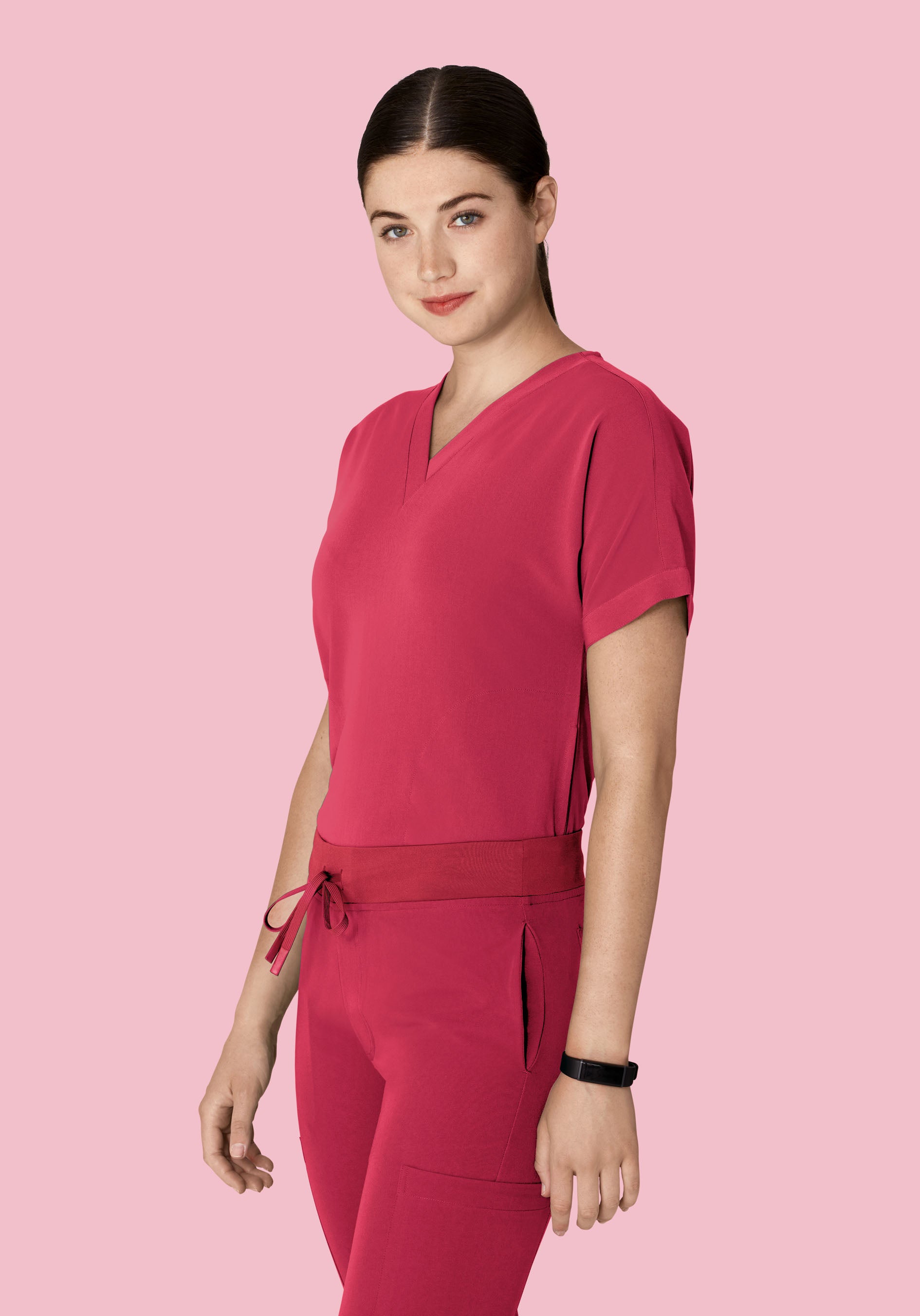 Oversized V Neck Top Deep Rose
