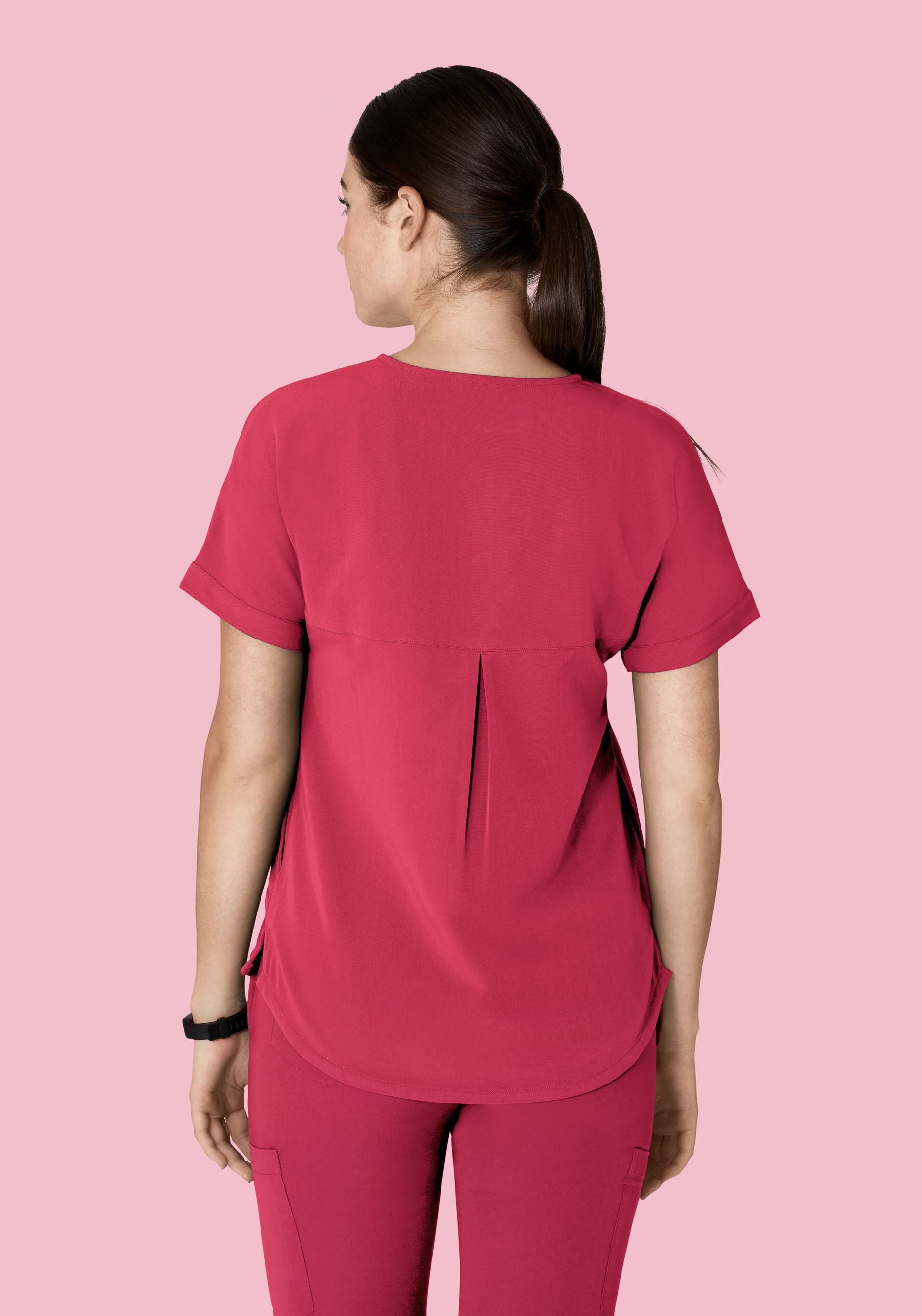 Oversized V Neck Top Deep Rose
