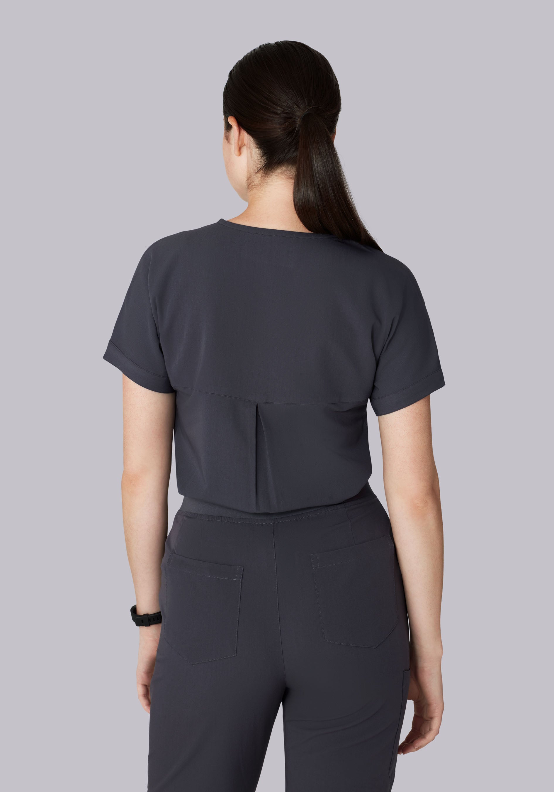 Oversized V Neck Top Pewter Mandala Scrubs