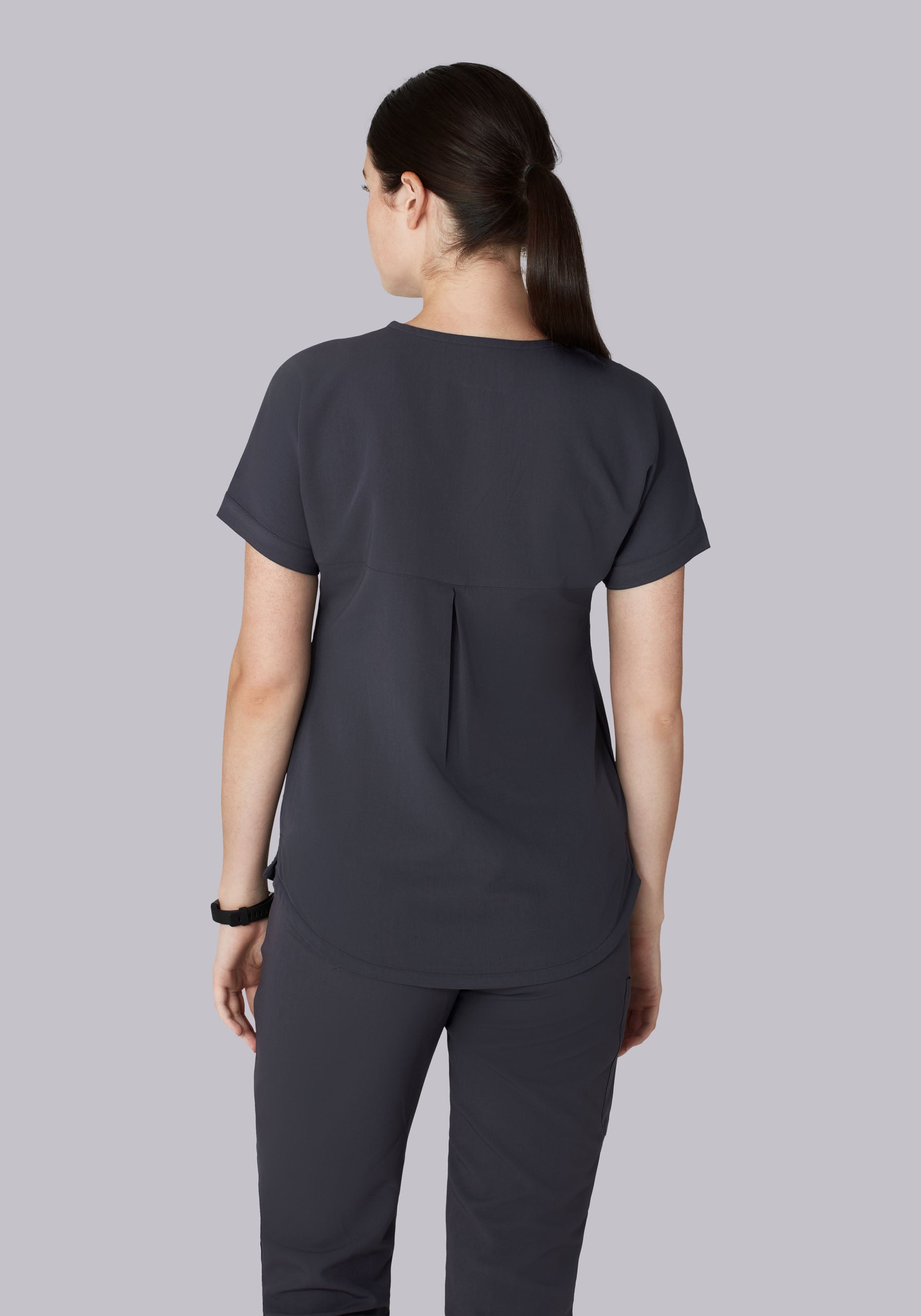 Oversized V Neck Top Pewter Mandala Scrubs
