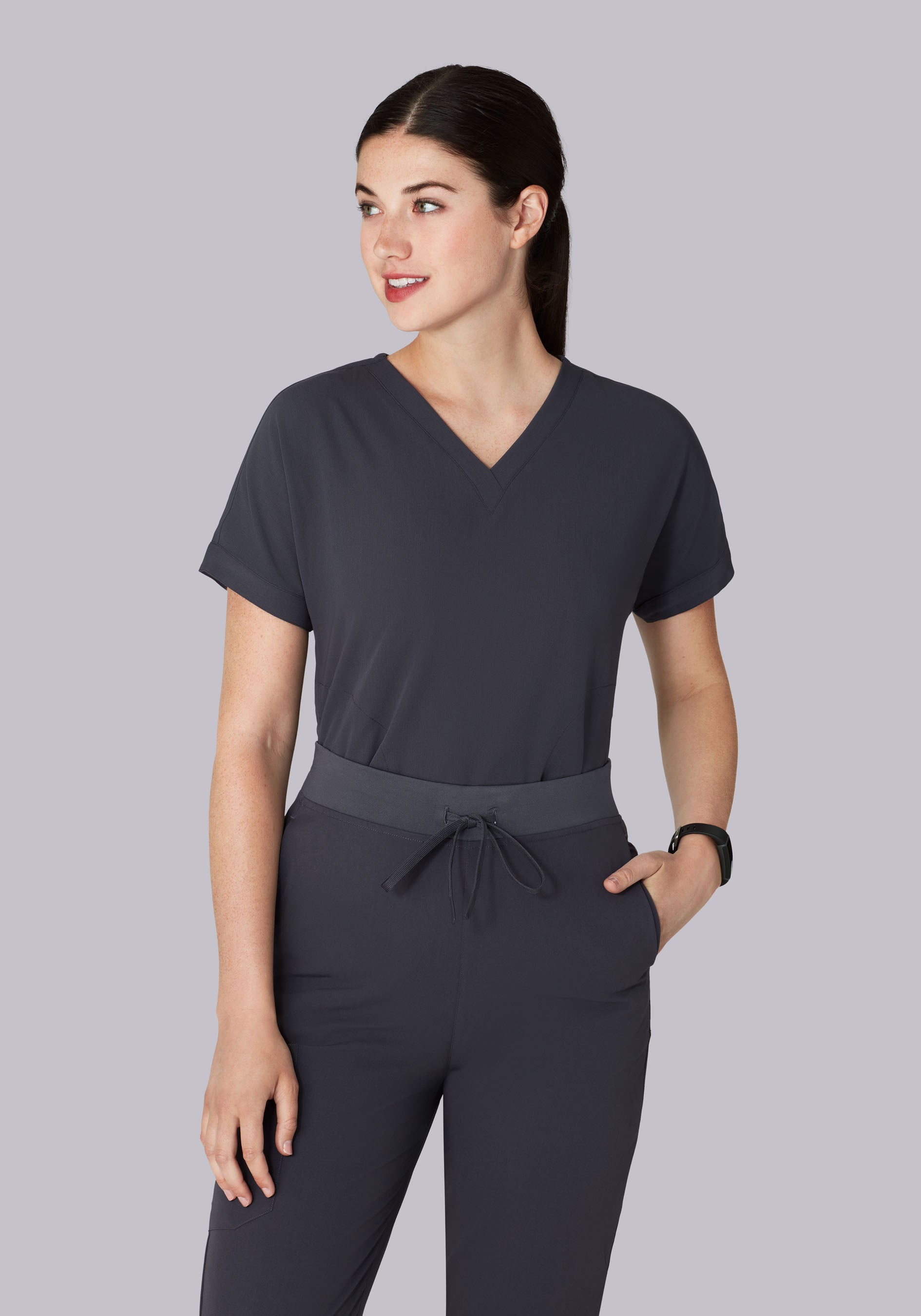 Oversized V Neck Top Pewter Mandala Scrubs
