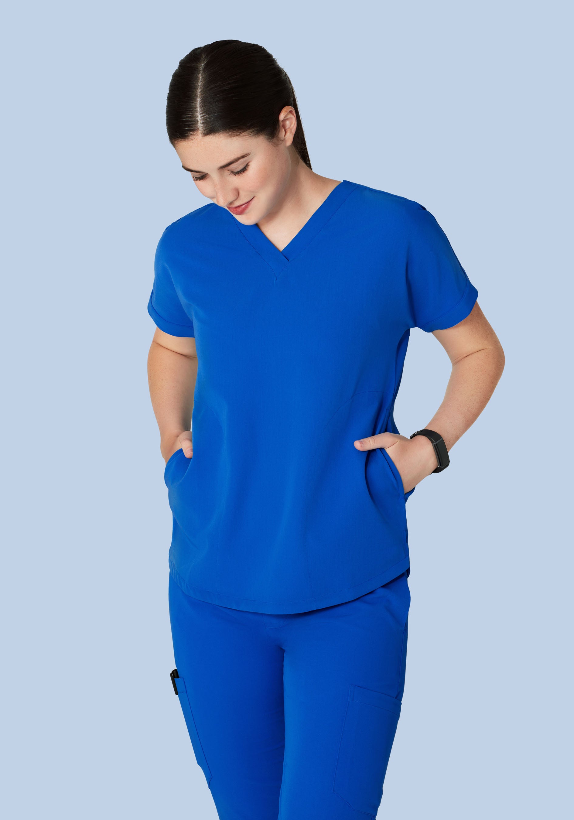 Oversized V Neck Top Royal Blue