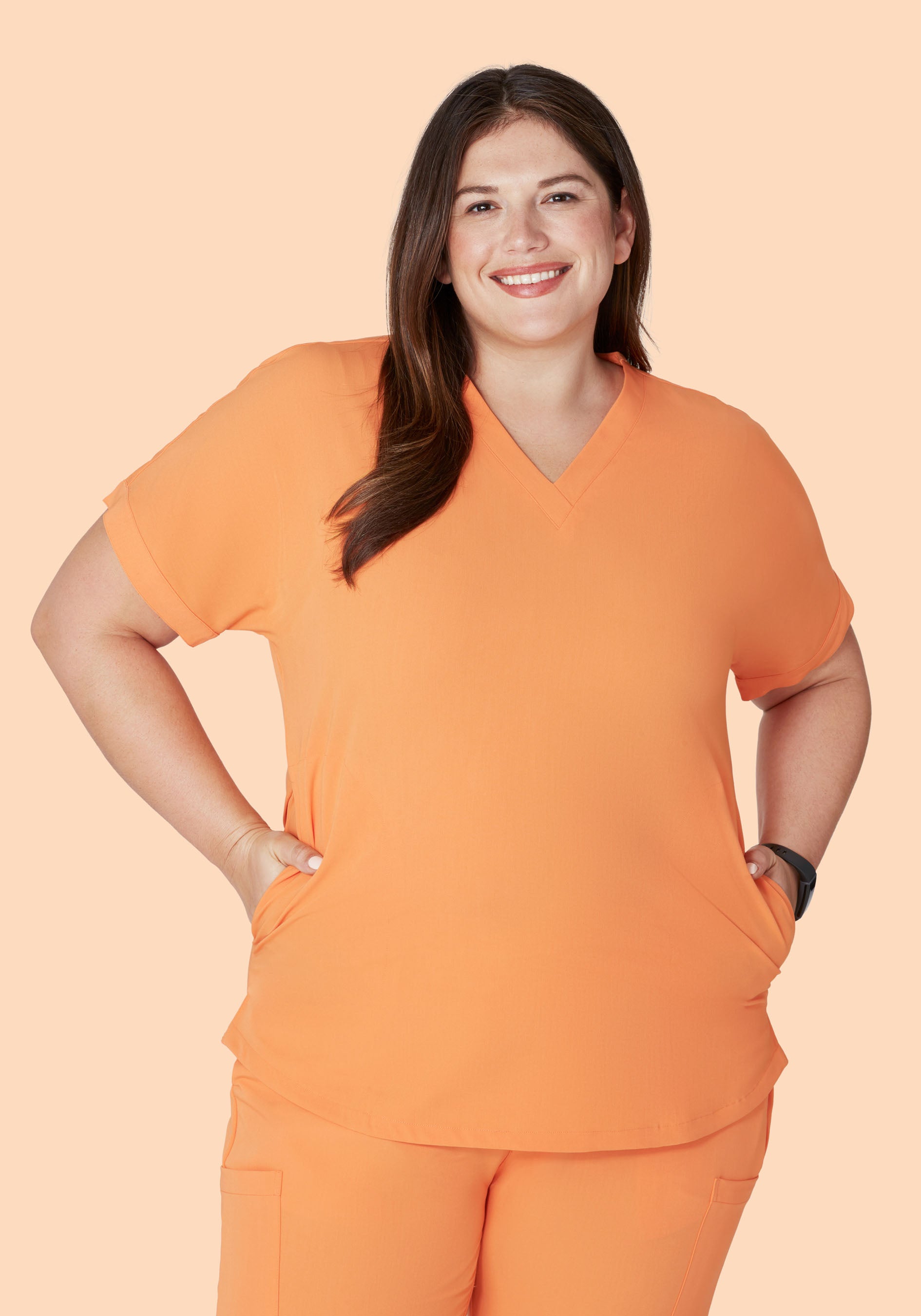 Oversized V Neck Top Cantaloupe