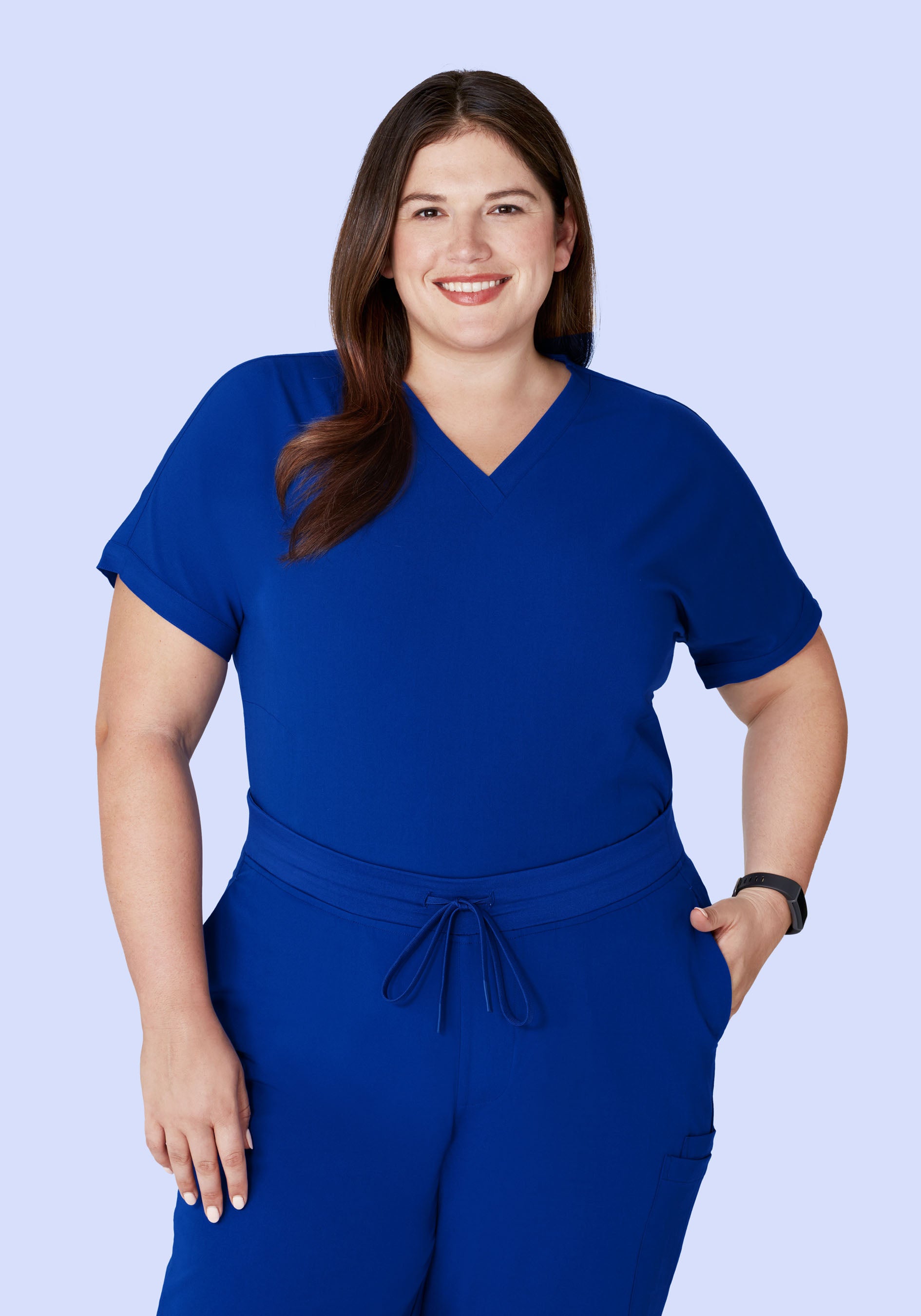 Women's Oversized V-Neck Scrub Top - Galaxy Blue | Mandala Scrubs