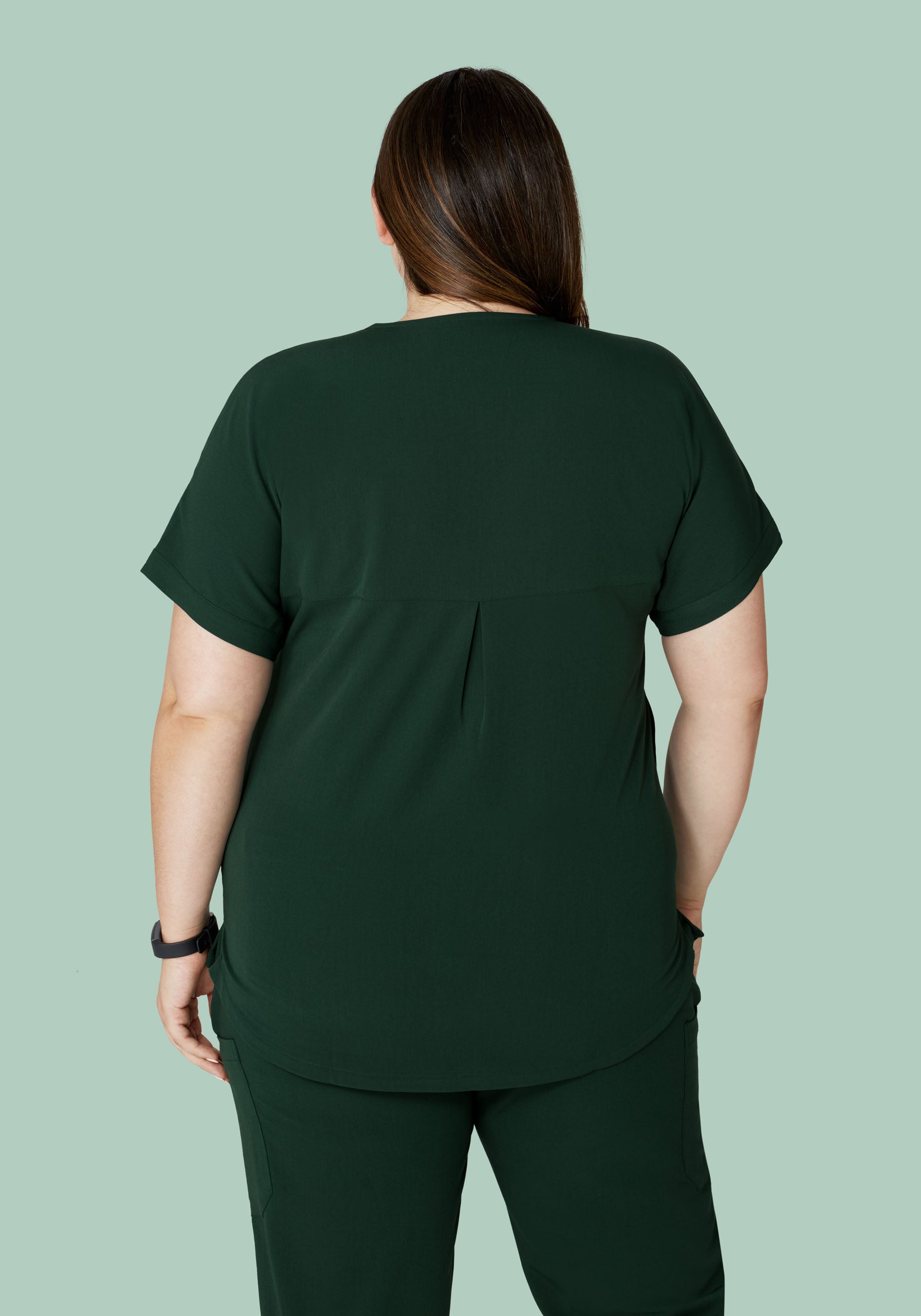 Oversized V Neck Top Midnight Green