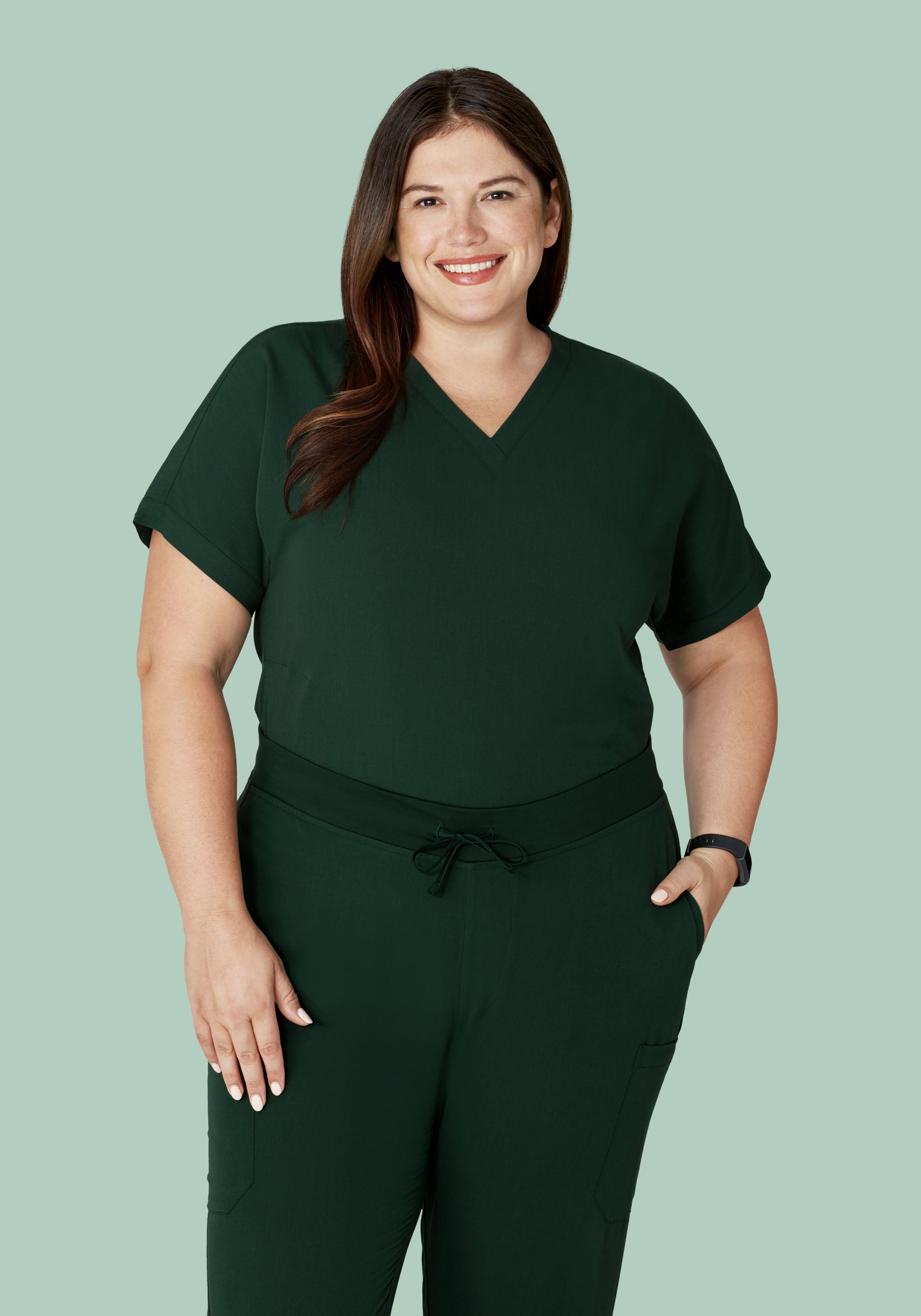 Oversized V Neck Top Midnight Green