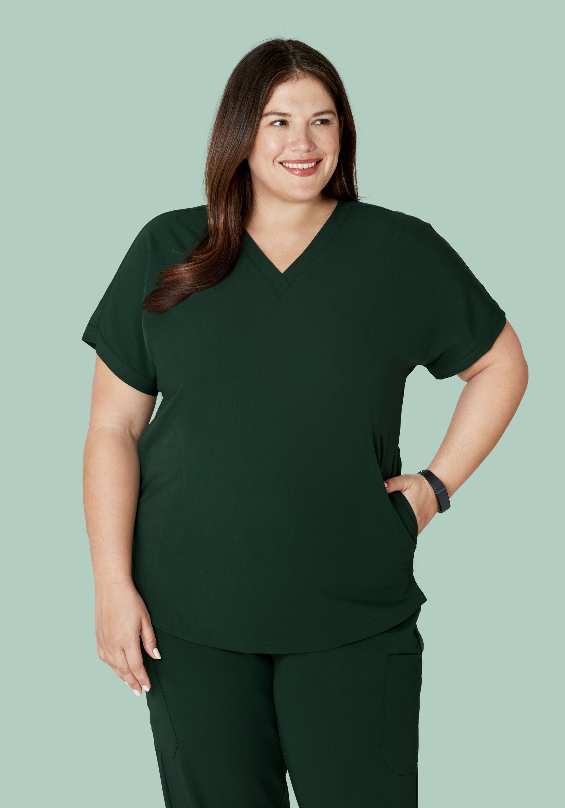 Oversized V Neck Top Midnight Green